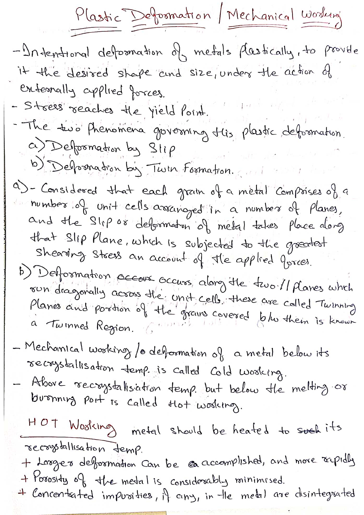 Manufacturing Process- Deformation - mechanical engineering - Studocu