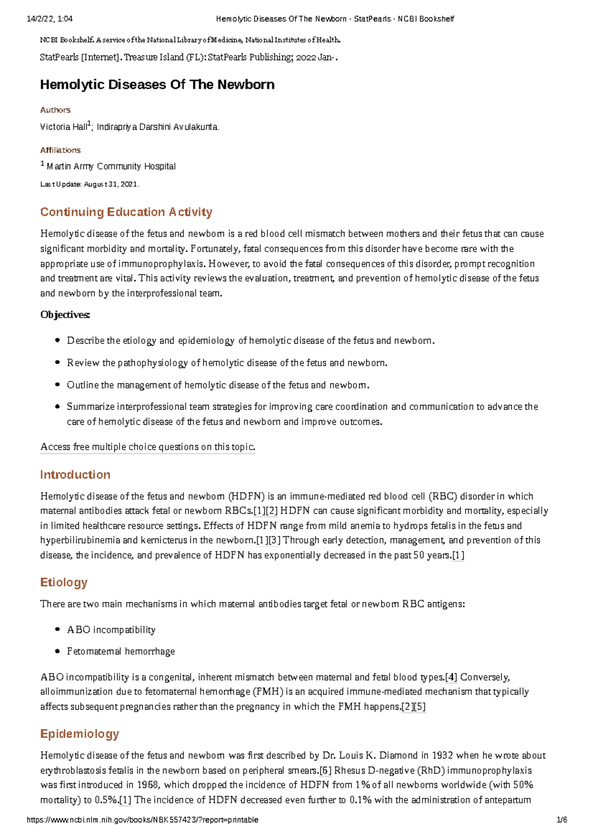 Hemolytic Diseases Of The Newborn - Stat Pearls - NCBI Bookshelf - NCBI ...