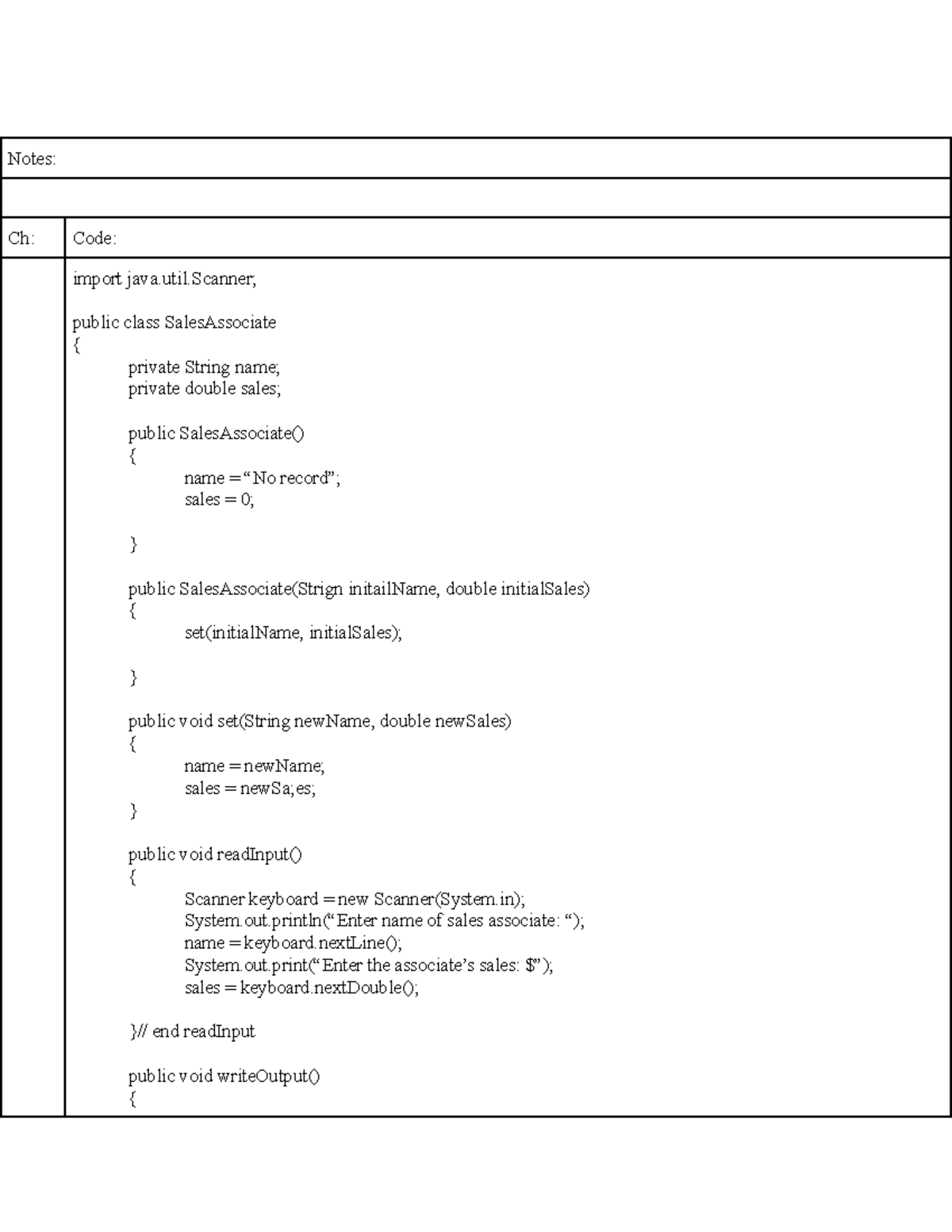 CS Notes 12 6 19 - Notes: Ch: Code: import java.util; public class ...