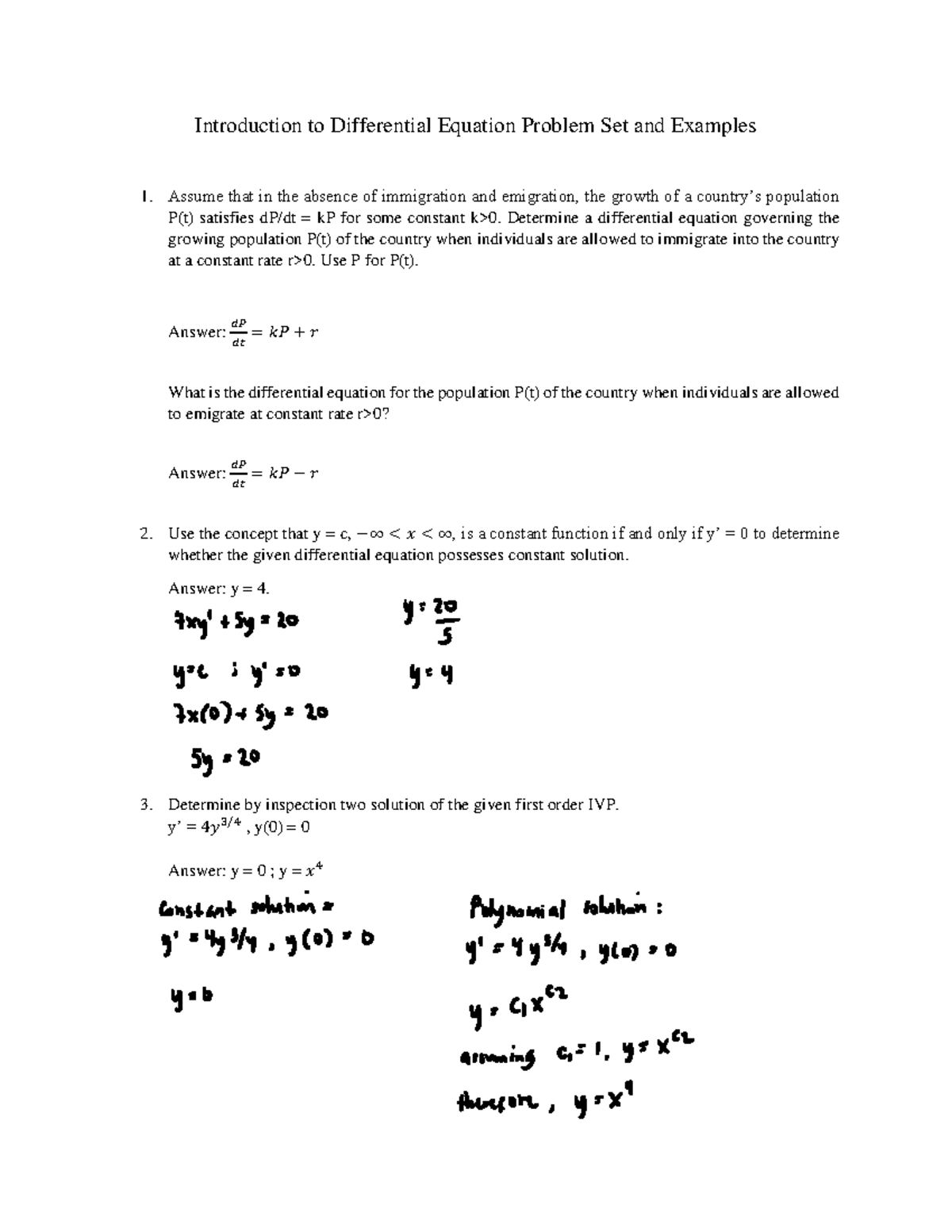 differential equations extended essay