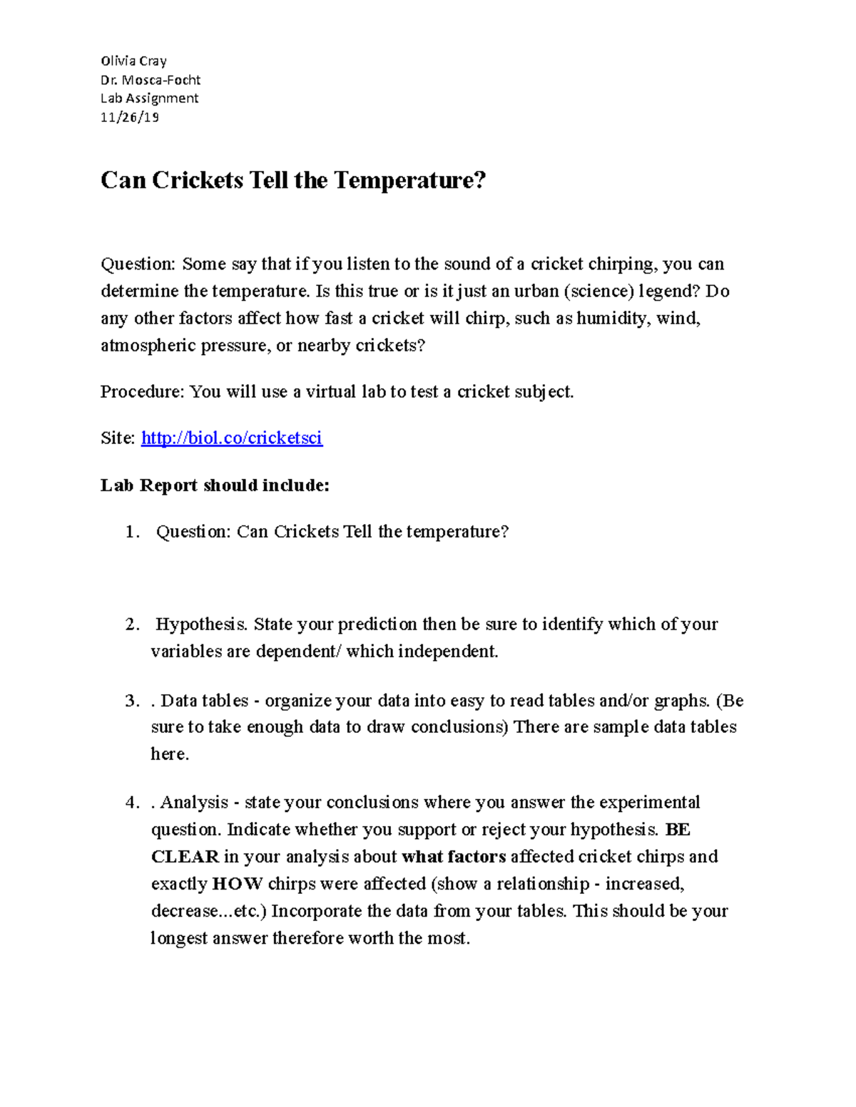 Can Crickets Tell The Temperature Bsc 1005c Studocu