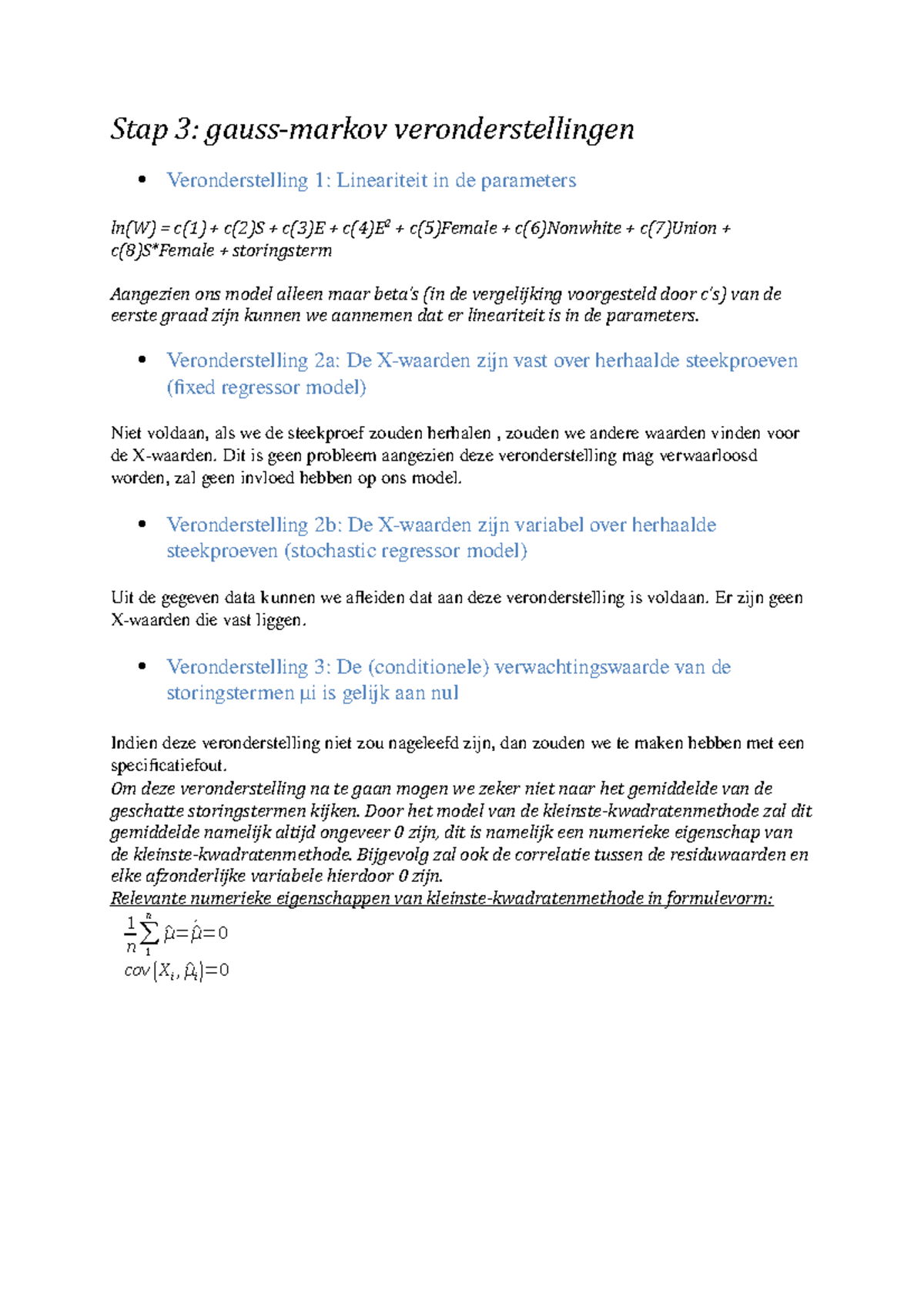 Samenvatting Gm Veronderstellingen Stap Veronderstellingen Veronderstelling Studocu