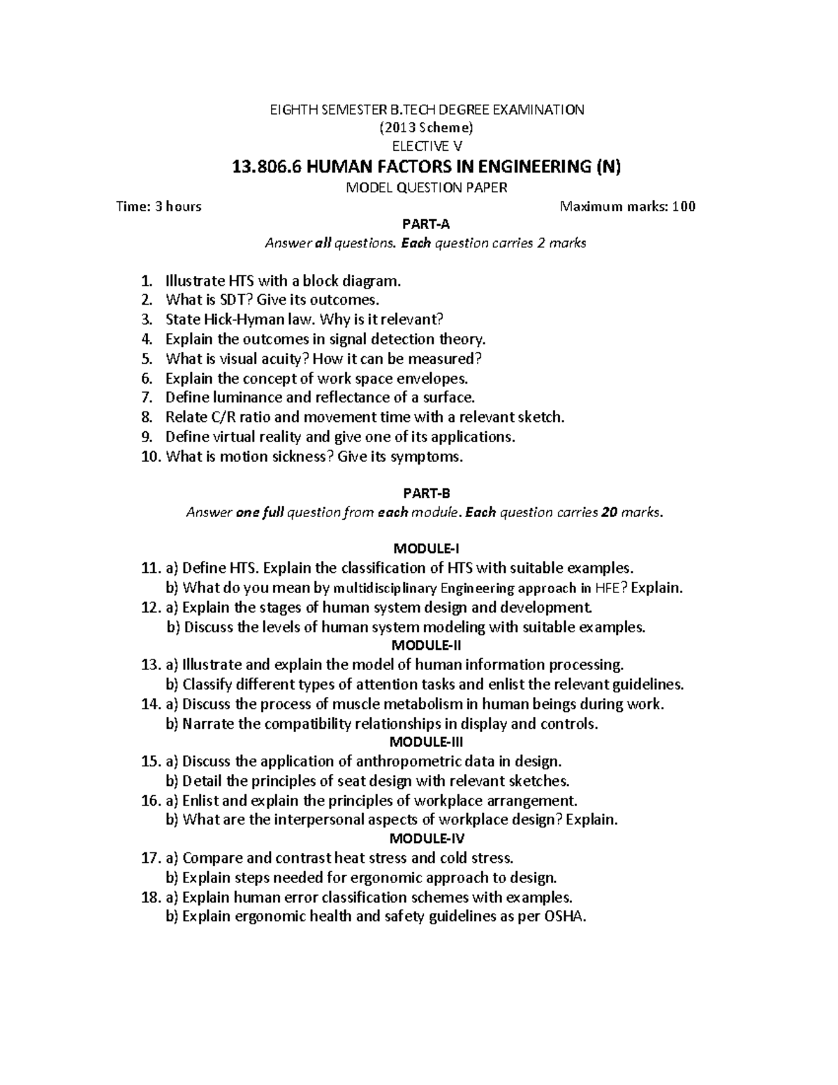 Humanfactorsinengineering question - EIGHTH SEMESTER B DEGREE ...