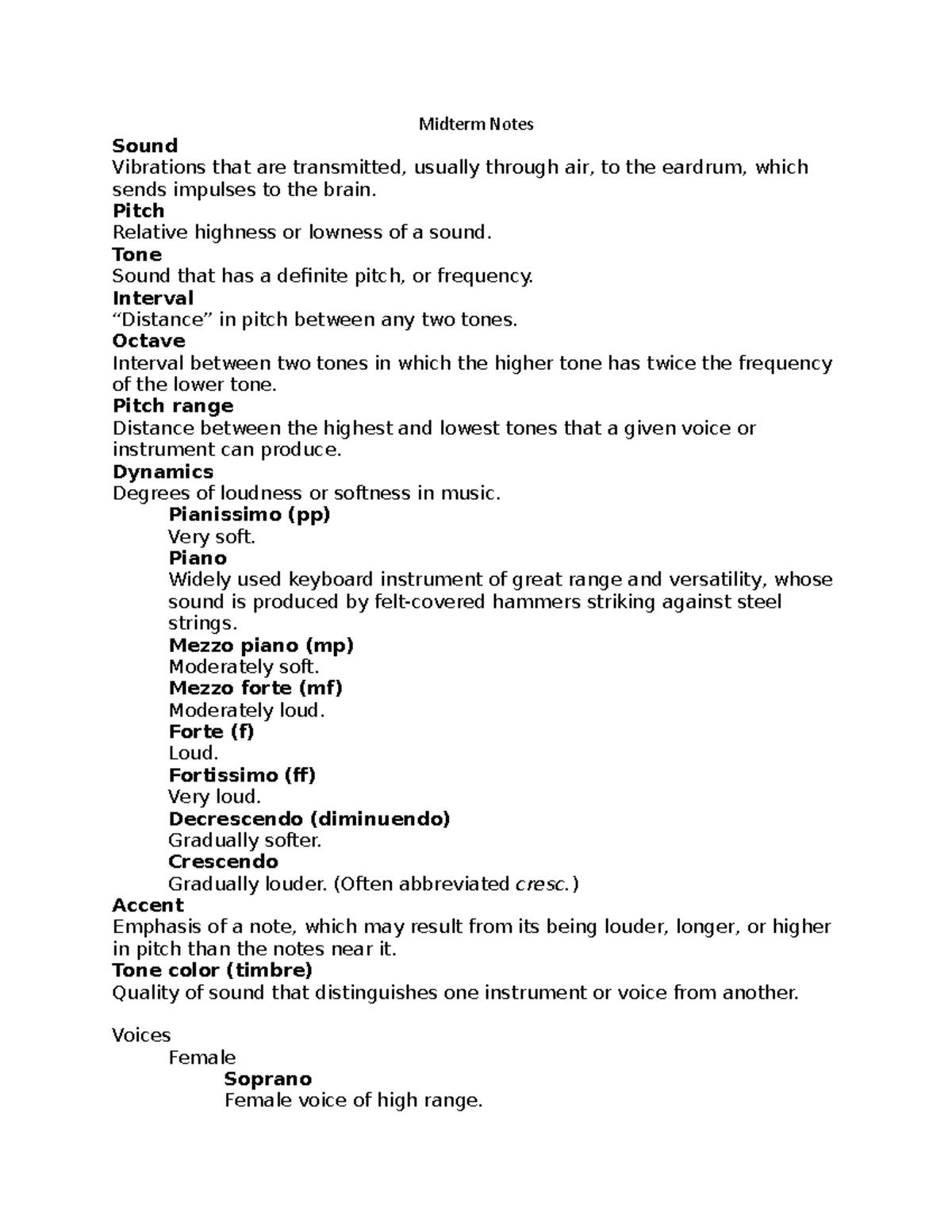 Midterm Notes - Based off all lectures and important info - Midterm ...