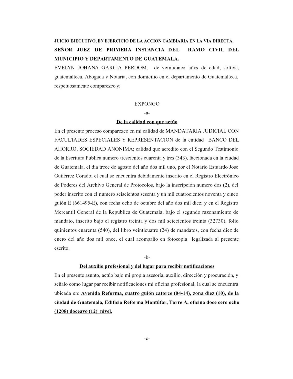 Memorial Accion Cambiaria - Derecho Notarial I - Studocu