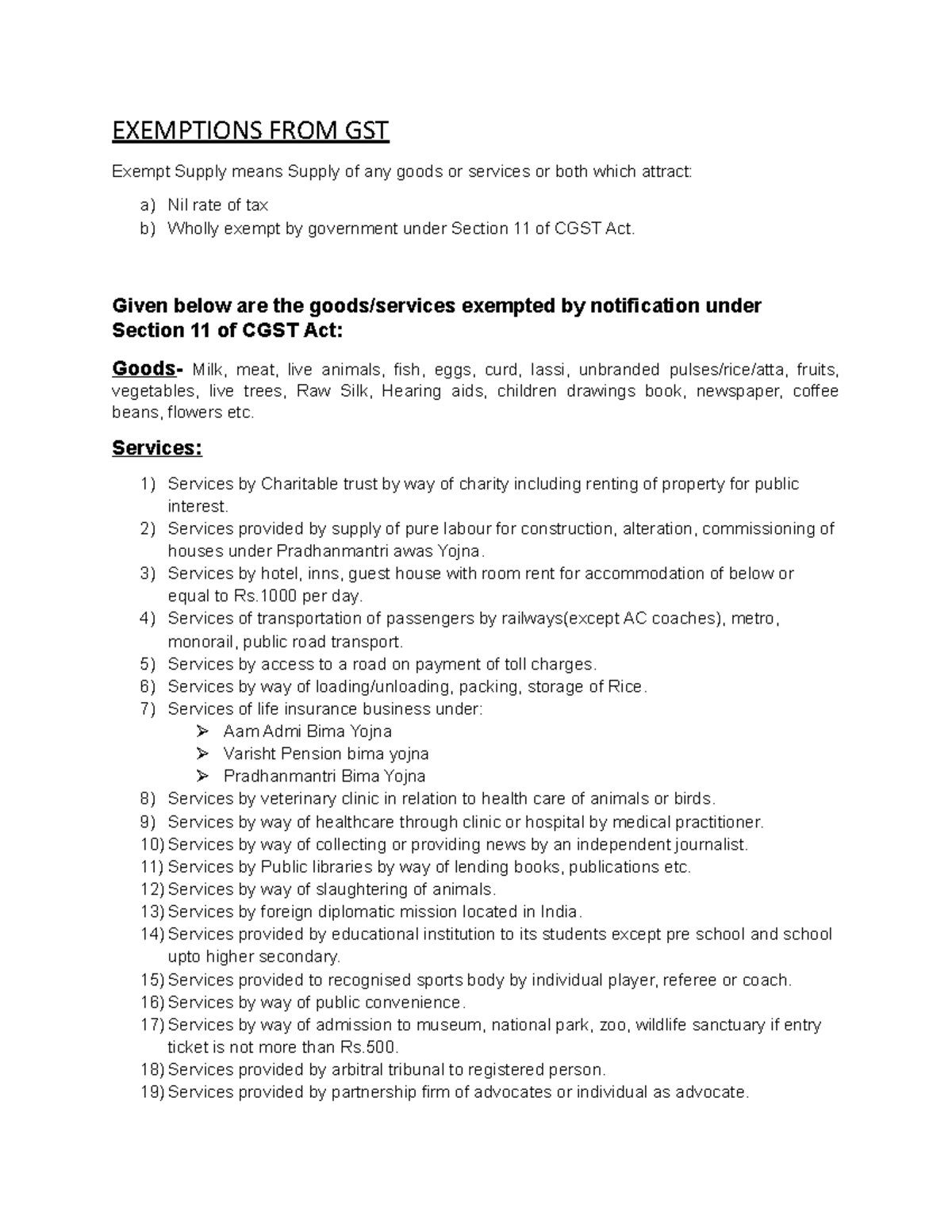 Exemptions FROM GST NOTES EXEMPTIONS FROM GST Exempt Supply means