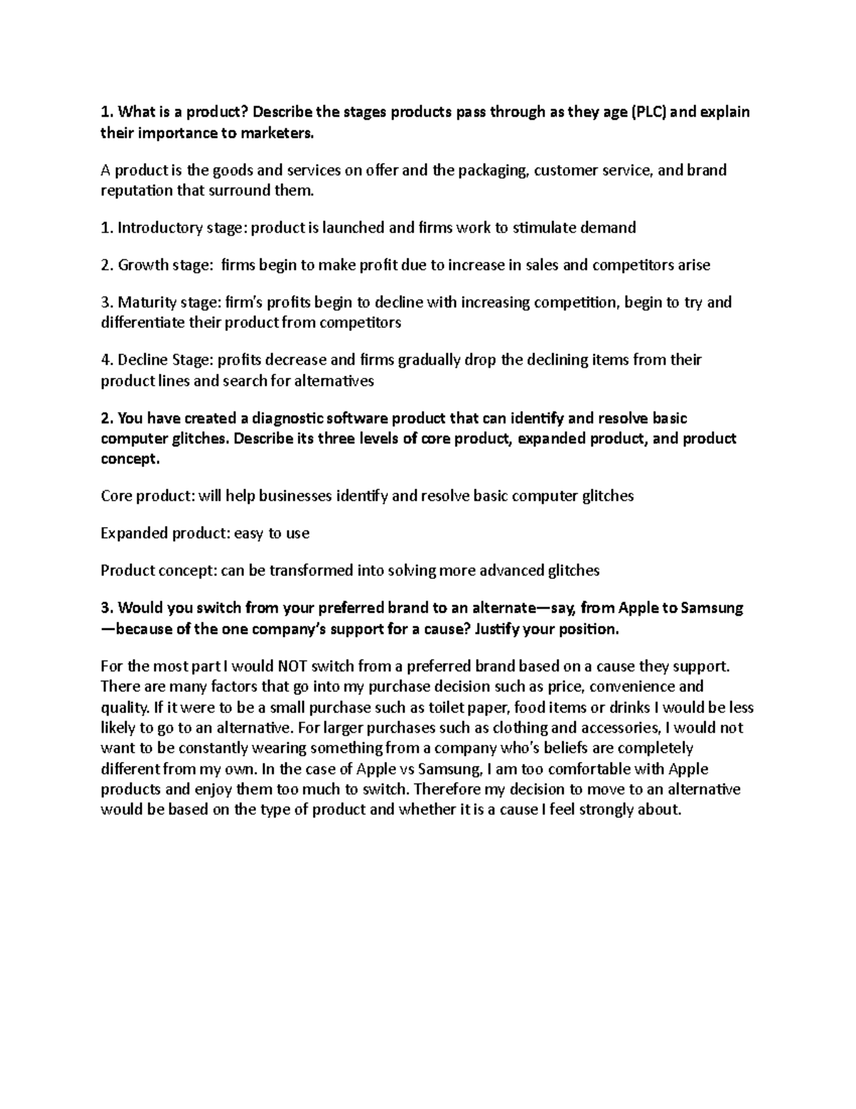 Hw Assignment 8 - What is a product? Describe the stages products pass ...
