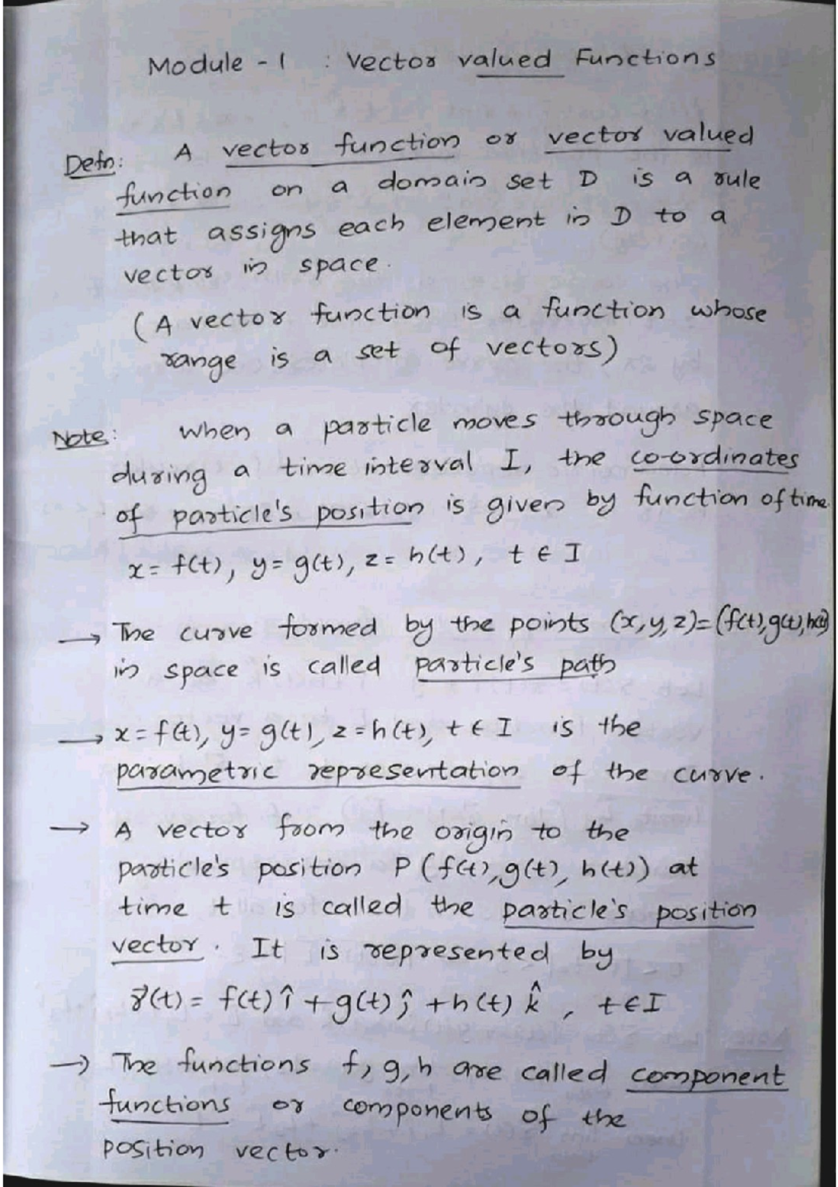 Doc Jul 22 2020 19 - Module I : vector valued Functions Defo: A vector ...
