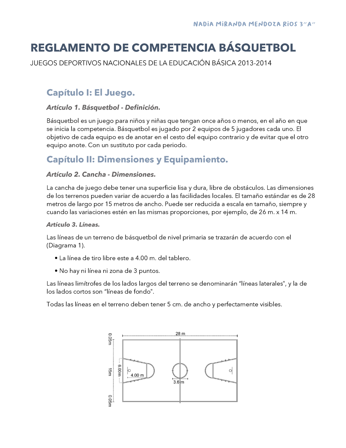 NMMR. Reglamento DE Competencia BÁ Squetbol - Historia - Studocu