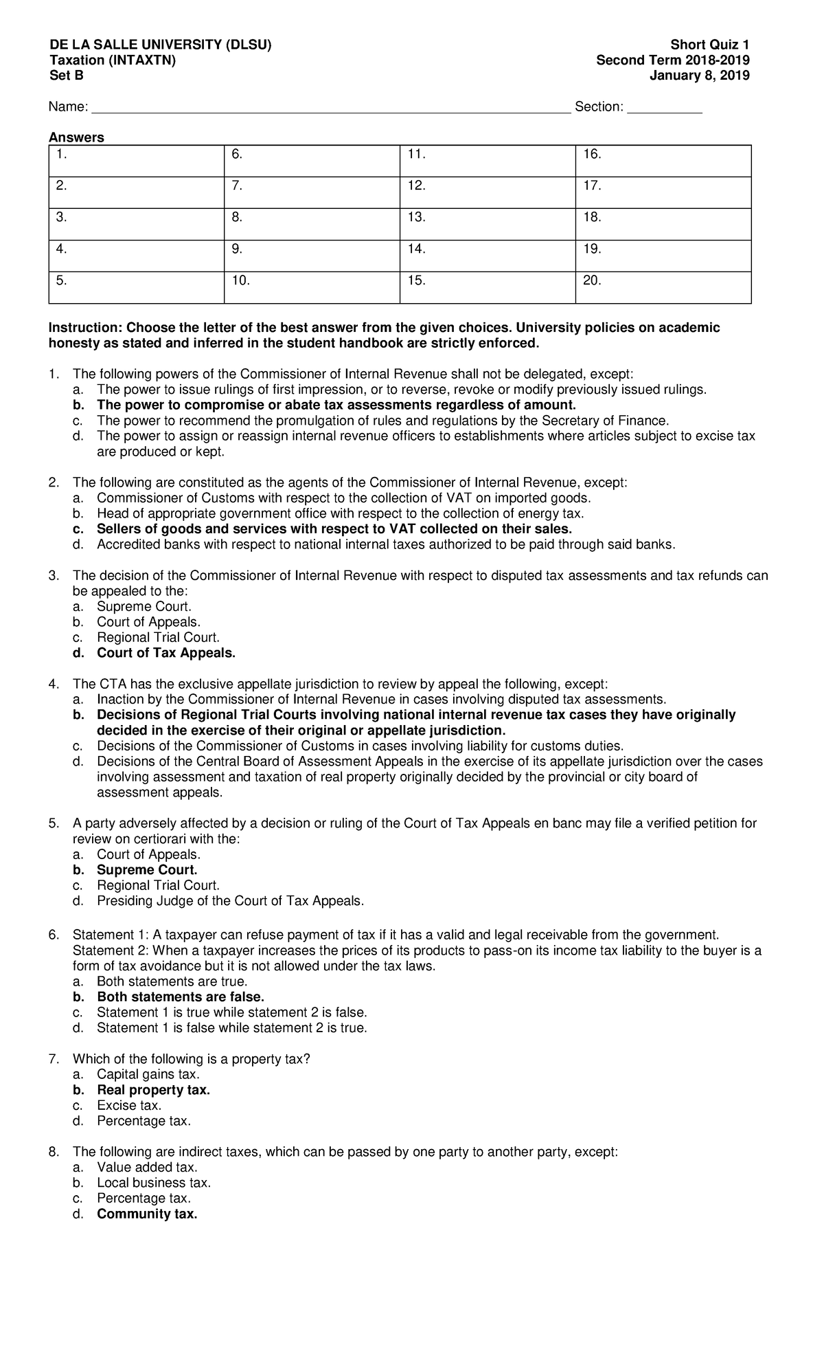 Intermediate Accounting 3 set b LQ - Financial Accounting and Reporting ...