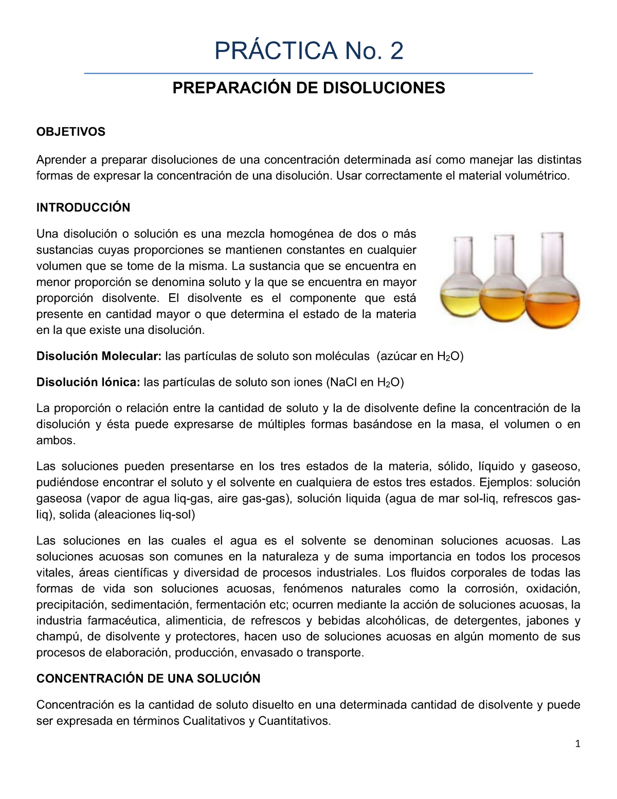 Prác. 2-3 Preparación De Disoluciones - PRÁCTICA No. 2 PREPARACIÓN DE ...