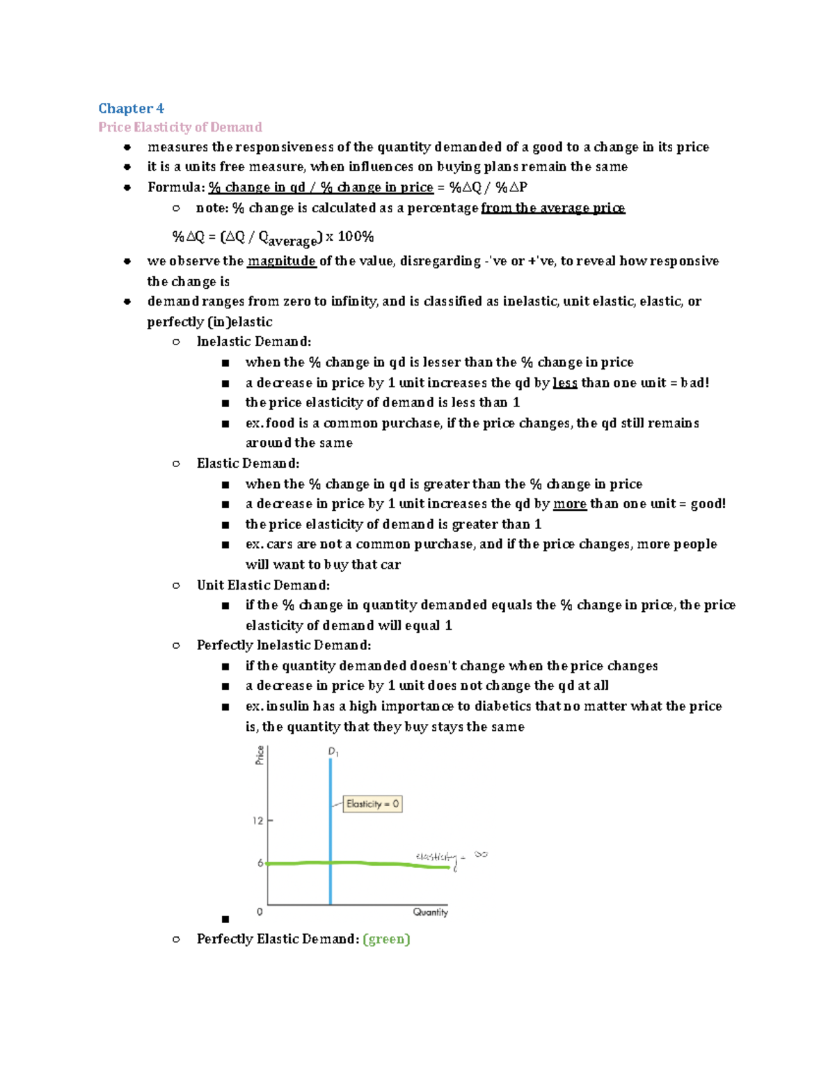 ECON1021 - Textbook Notes - Ch.4-5 - 2019 - Chapter 4 Price Elasticity ...