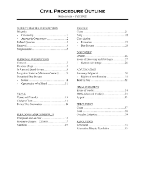Civil Procedure CASE Outlines - L6101 - Studocu