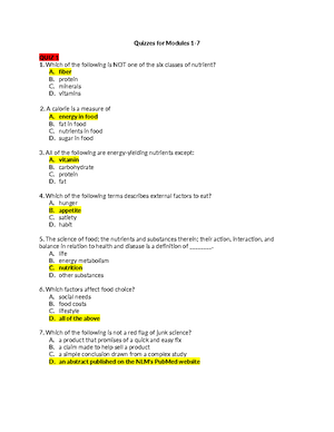 Nutrition Exam 1 - Exam Practice Questions - Nutrition Exam 1 All Of ...