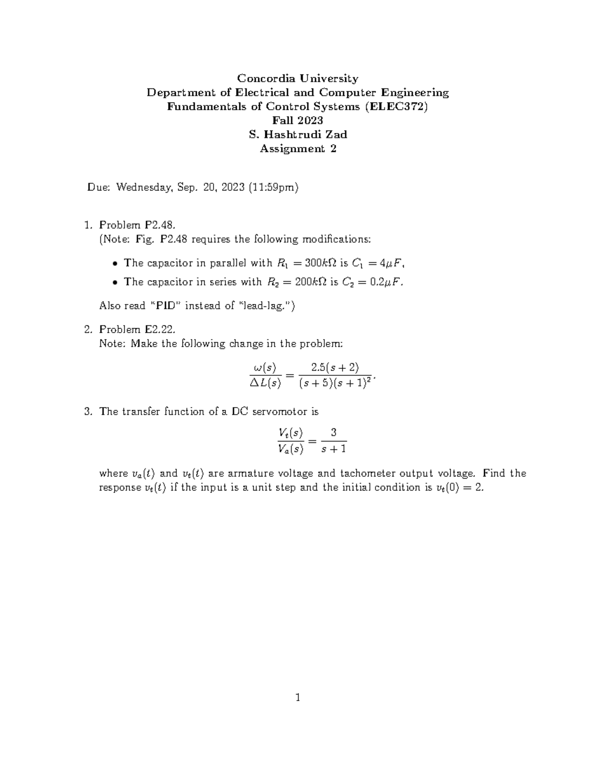 Assignment 2 - Concordia University Department Of Electrical And ...