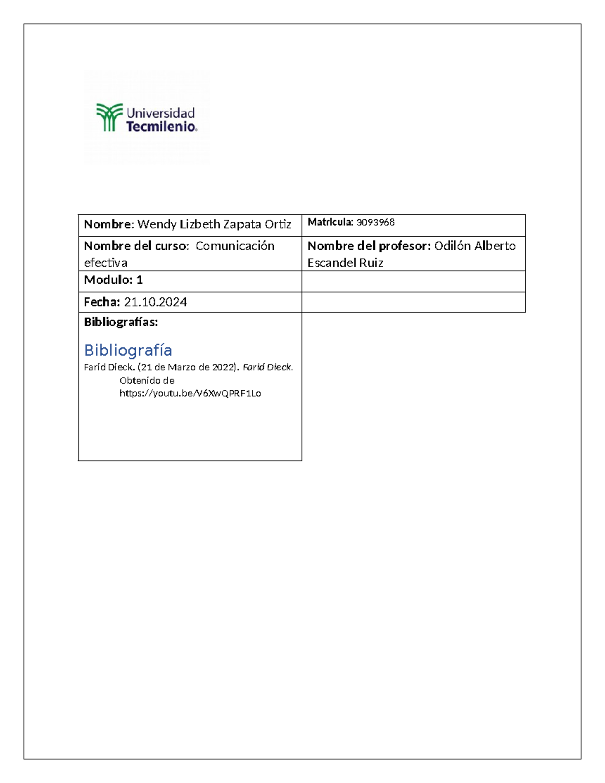 Ejercicio 1 - Act 1 - Comunicación efectiva - Nombre: Wendy Lizbeth ...