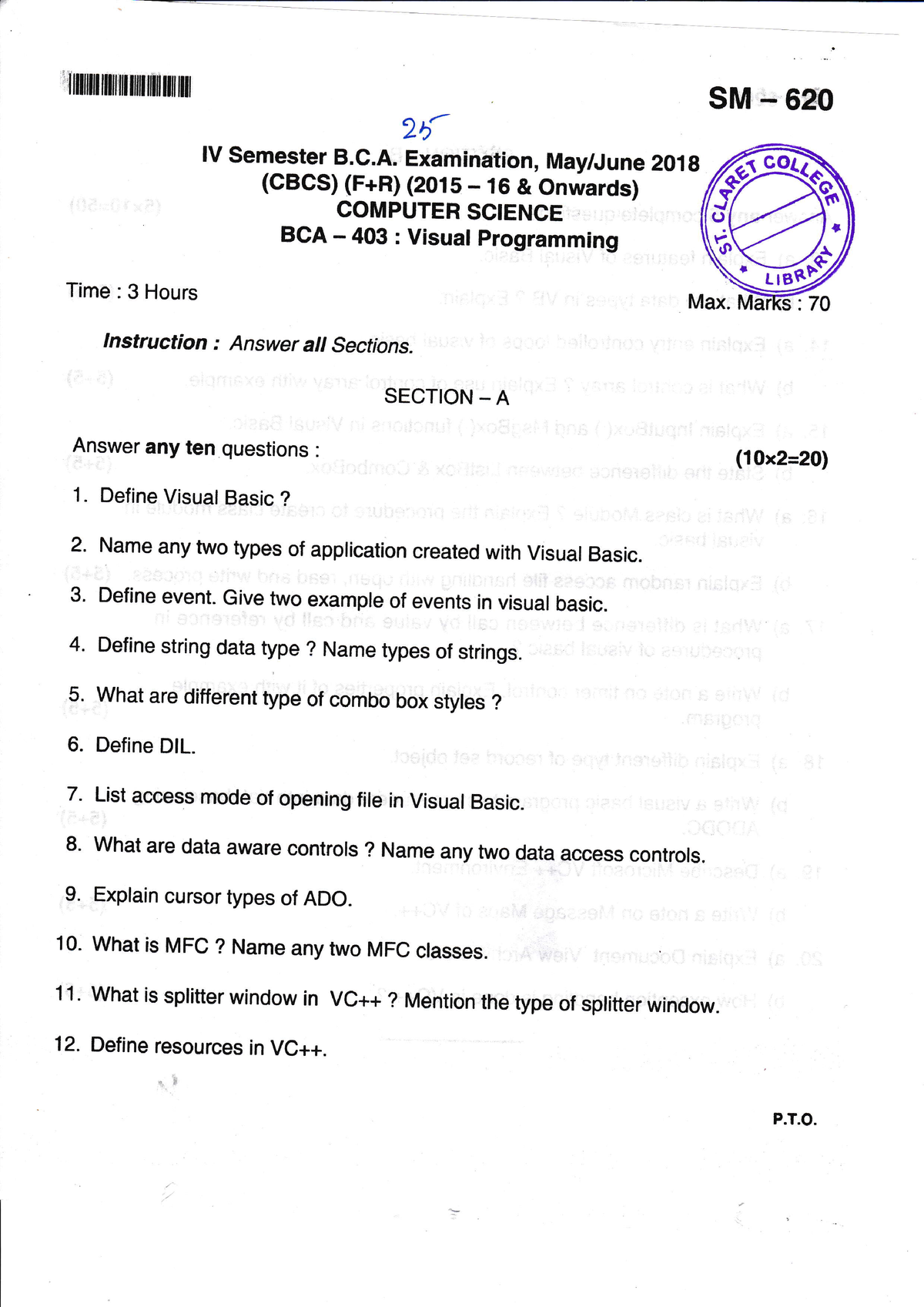 2018 - VP QUESTION PAPER BCA - {tilil]t tfififi ililt iliil ilt lilt 2 ...