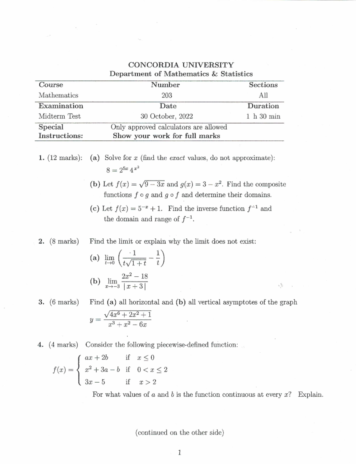 Midterm 2022 - MATH 203 - Studocu