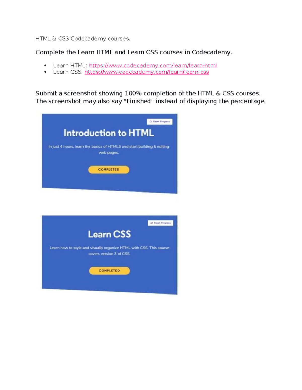 HTML programming Assign Unit 4 - HTML & CSS Codecademy courses ...