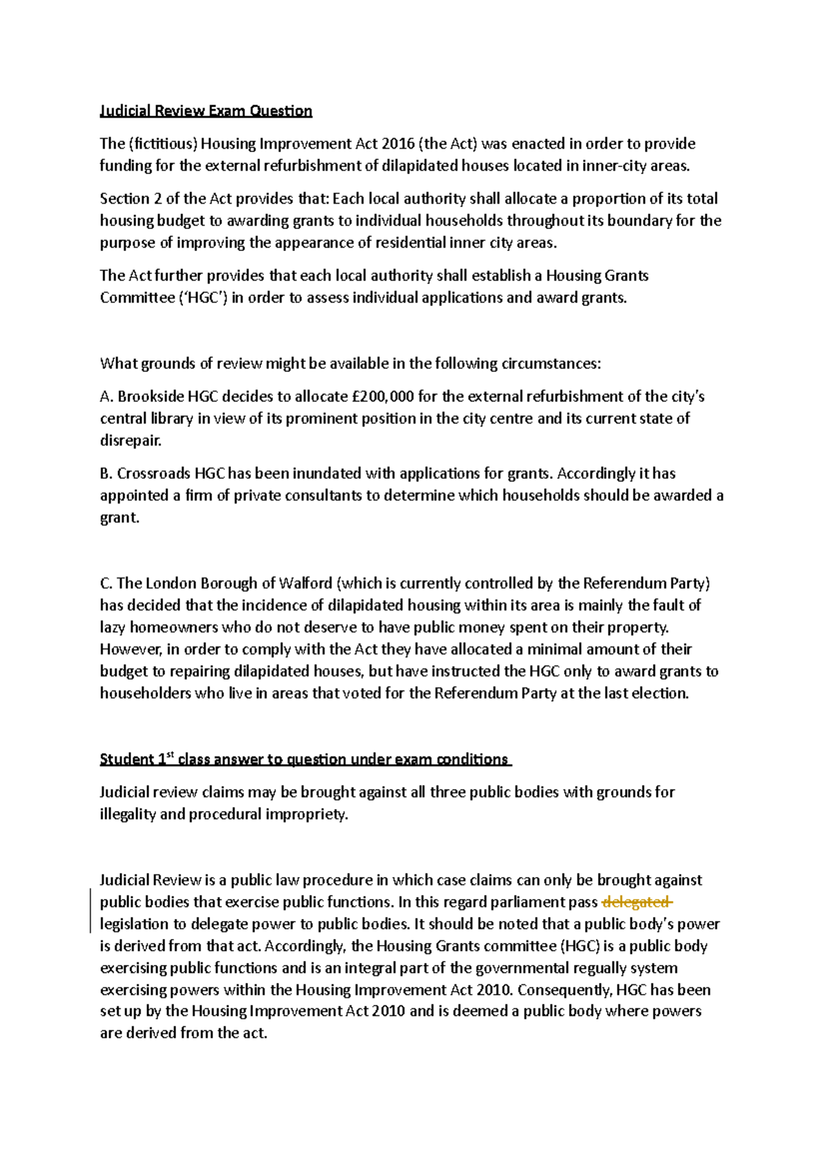 Public law - Criminal law problem question - Judicial Review Exam ...