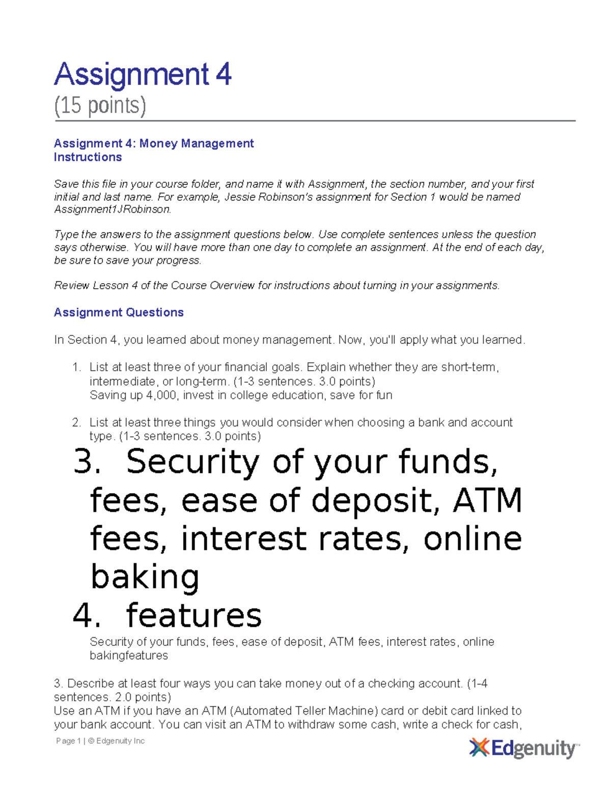 Assignment 4 - EL5732 - Page 1 | © Edgenuity Inc Assignment 4 (15 ...