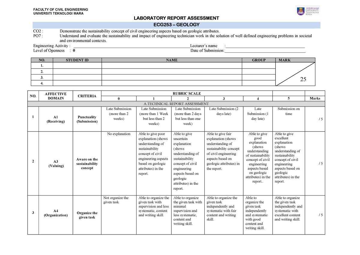 ECG253 (Affective) Report Rubric (OEL 0) (MAC-AUG23) - Civil ...