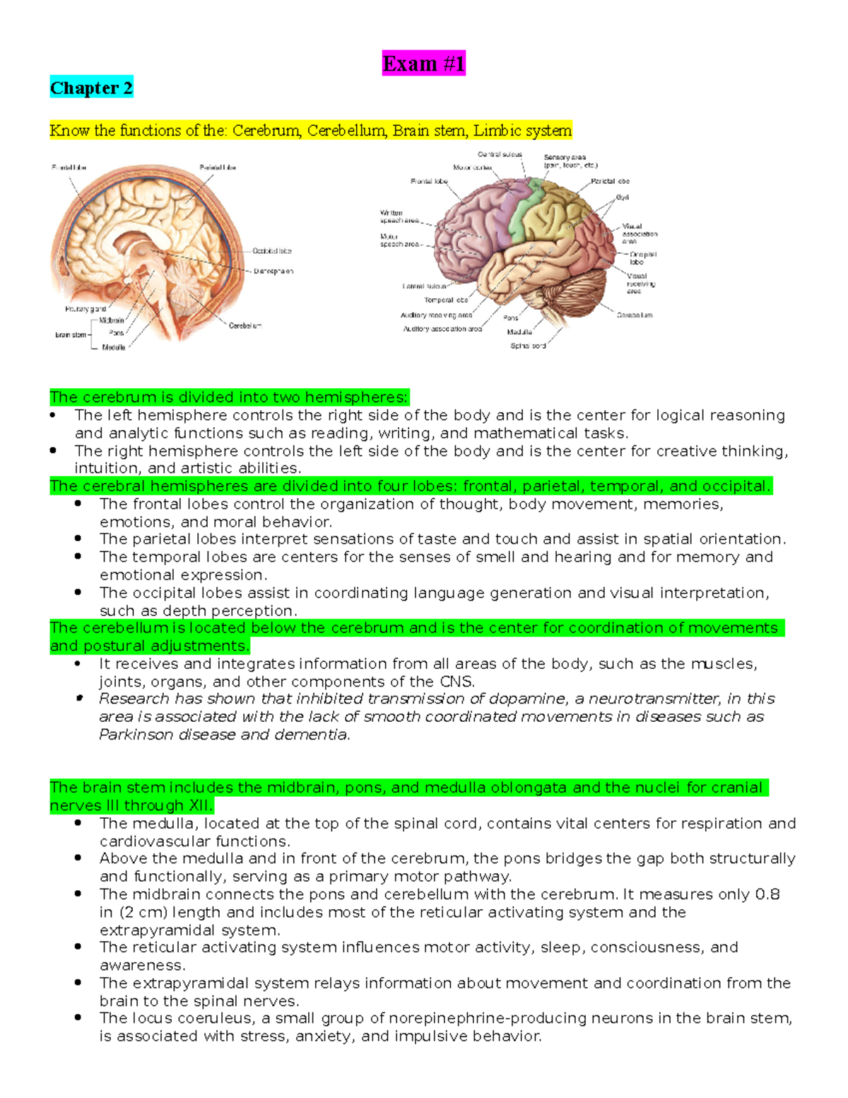 Mental Health EXAM 1 Blueprint - Exam Chapter 2 Know the functions of ...