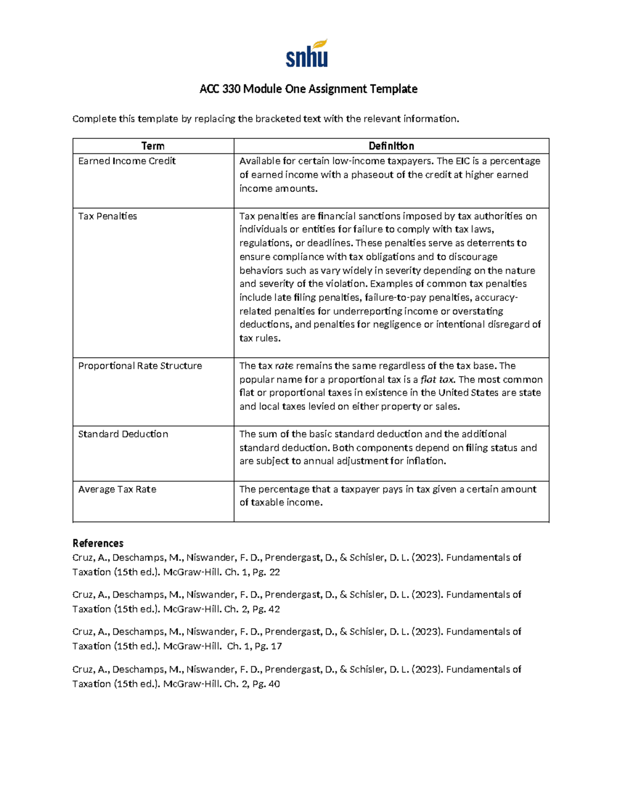 ACC 330 Module One Assignment Template - ACC 330 Module One Assignment ...