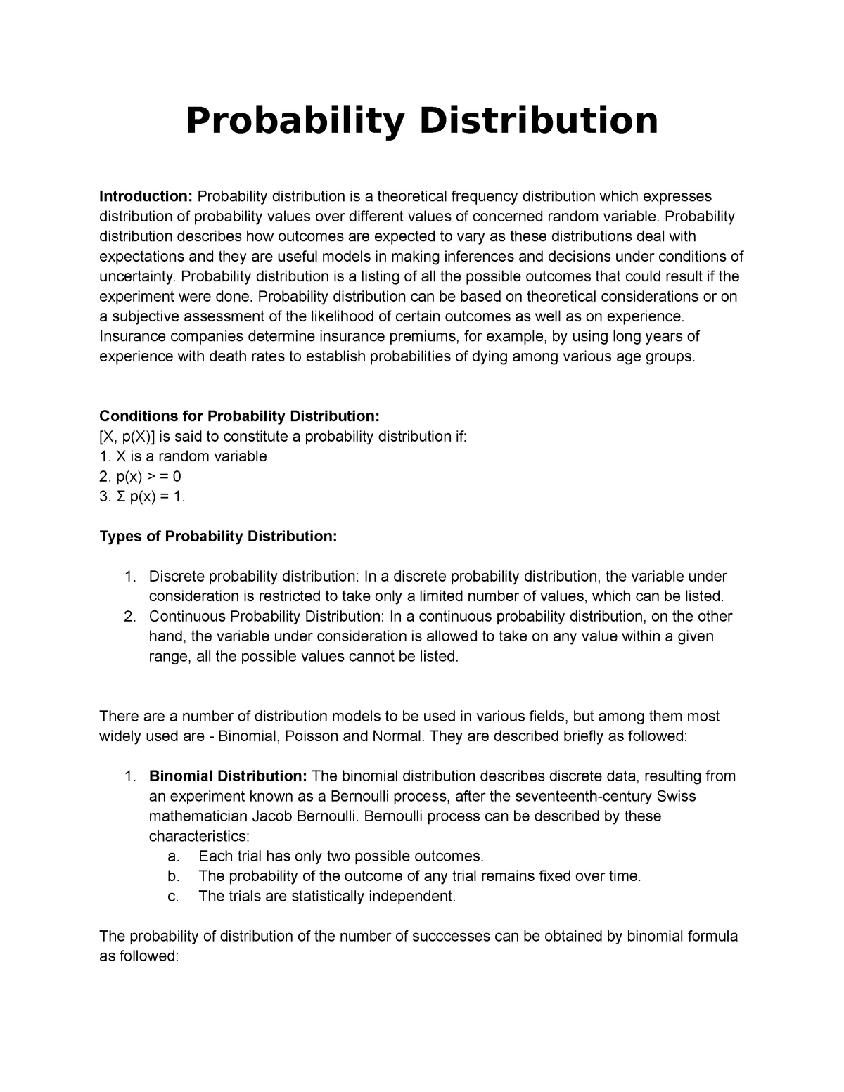 research paper on probability distribution