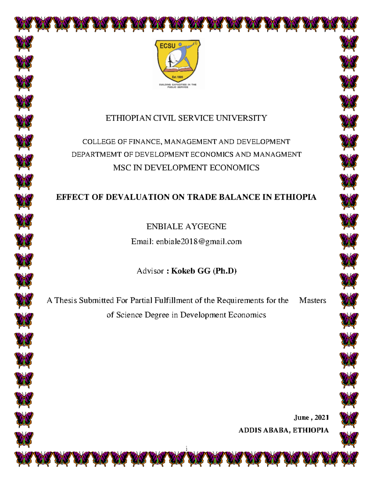 The Effect Of Devaluation On Trade Balan - I Ethiopian Civil Service 