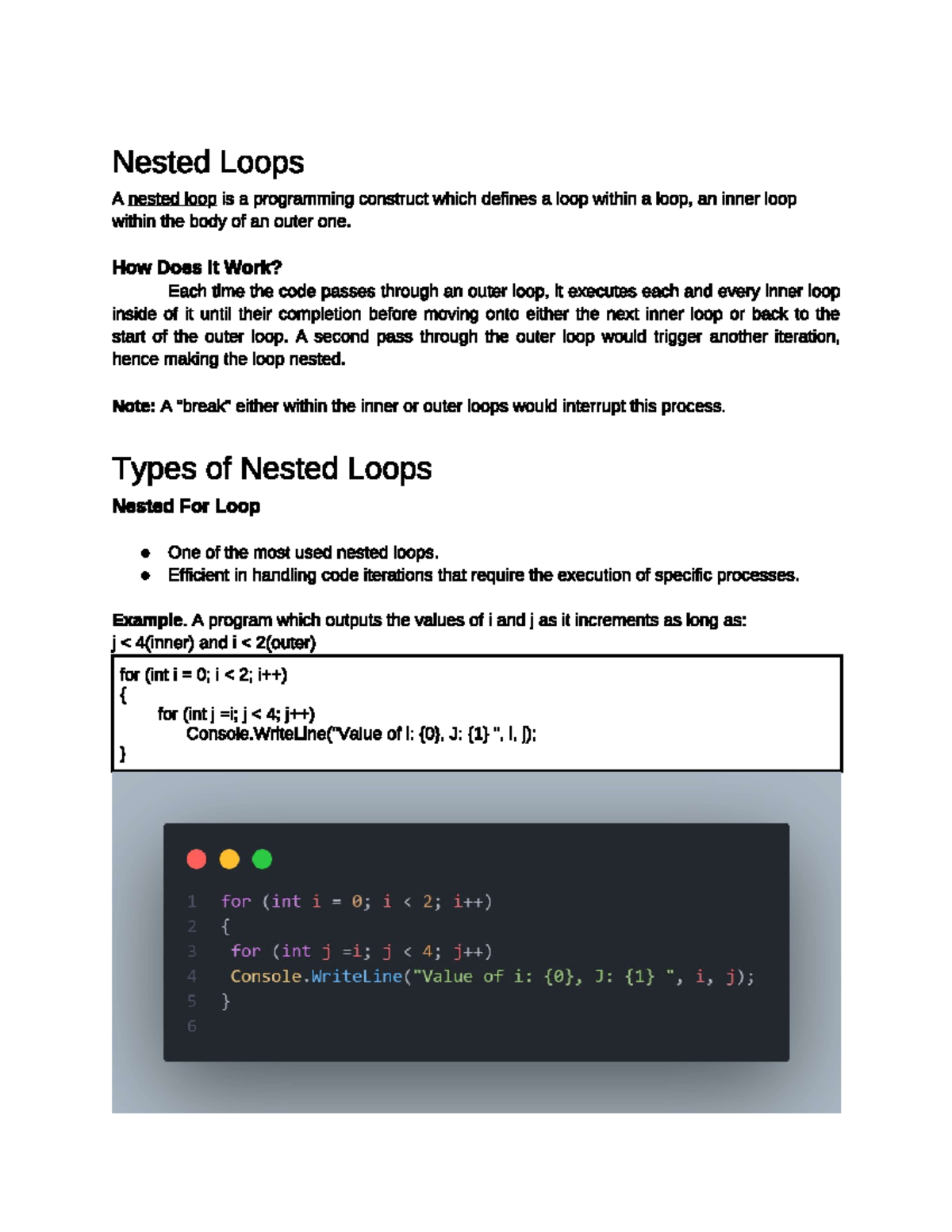 Nested Loops Assingment - Science, Technology, English, Math - Studocu