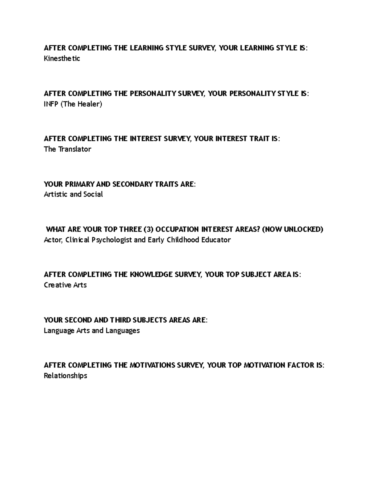 Unit1Activity 2My Blueprint - AFTER COMPLETING THE LEARNING STYLE ...