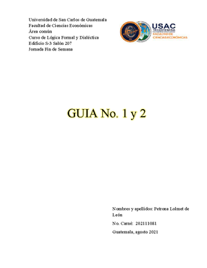 Guia De Trabajo Elementos Elementos De L Gica Formal Y L Gica Dial Ctica Guias De Trabajo