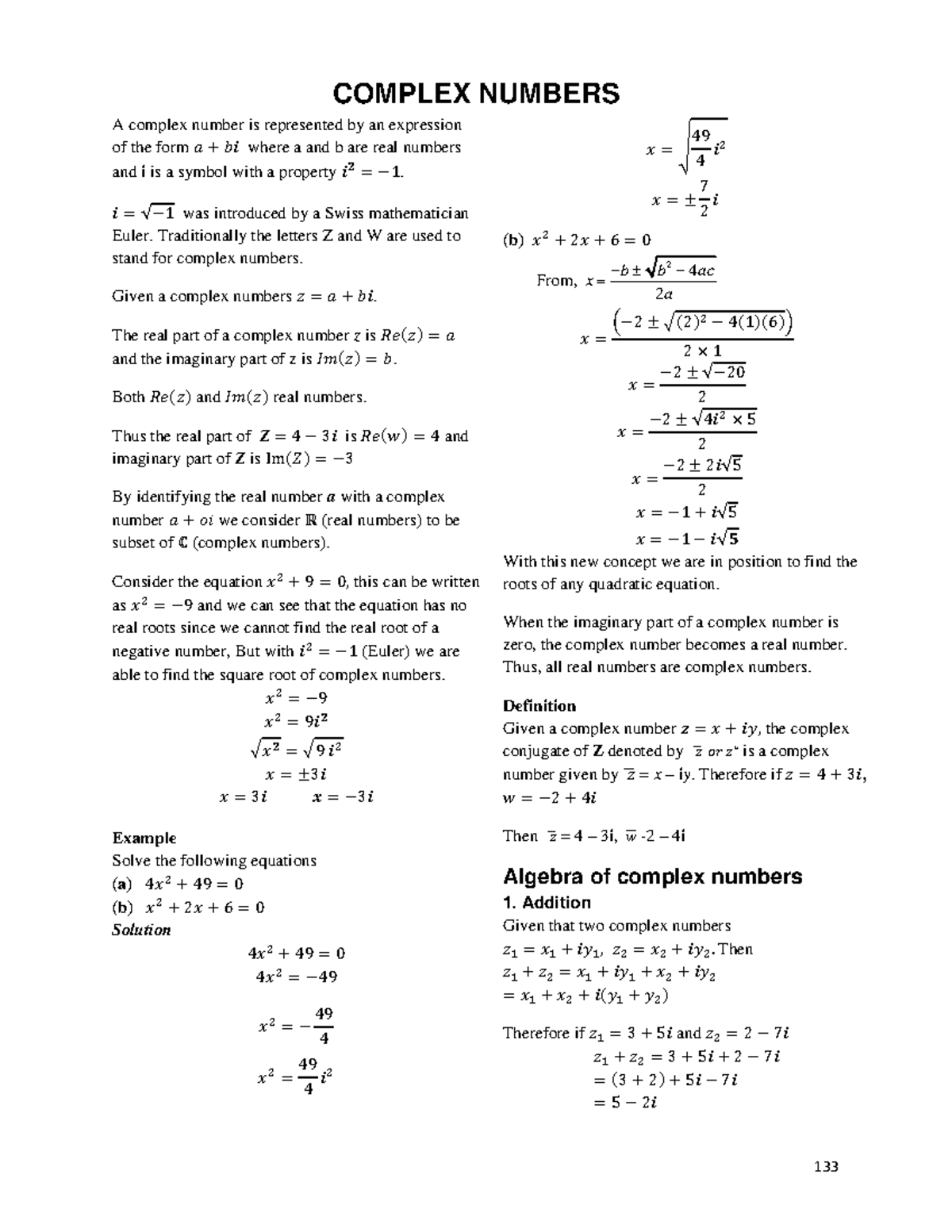 Chapt 6 - Complex Numbers - COMPLEX NUMBERS A complex number is ...