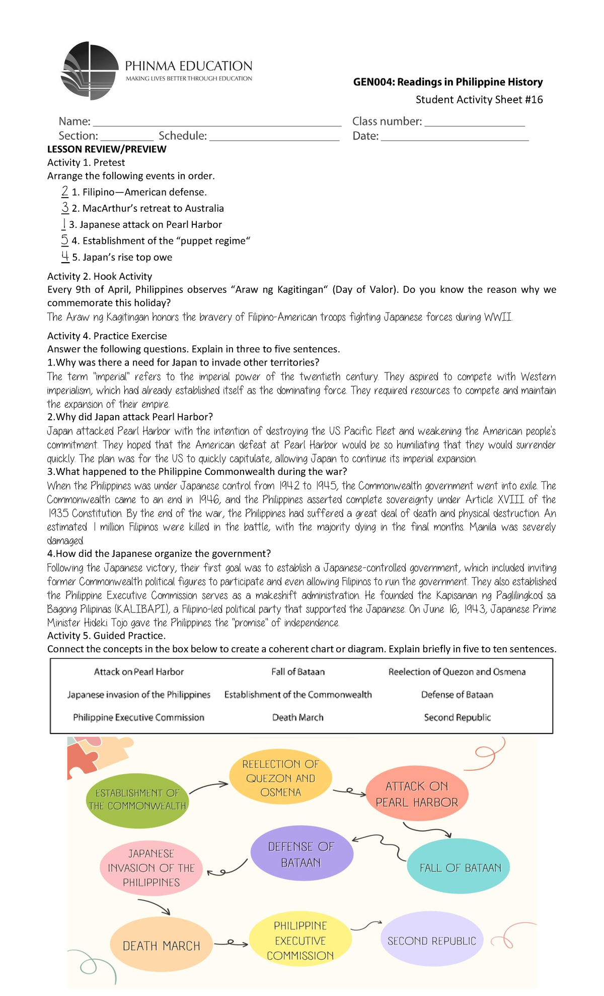 GEN 004 SAS 16 - Student Activity Sheet #1 6 LESSON REVIEW/PREVIEW ...