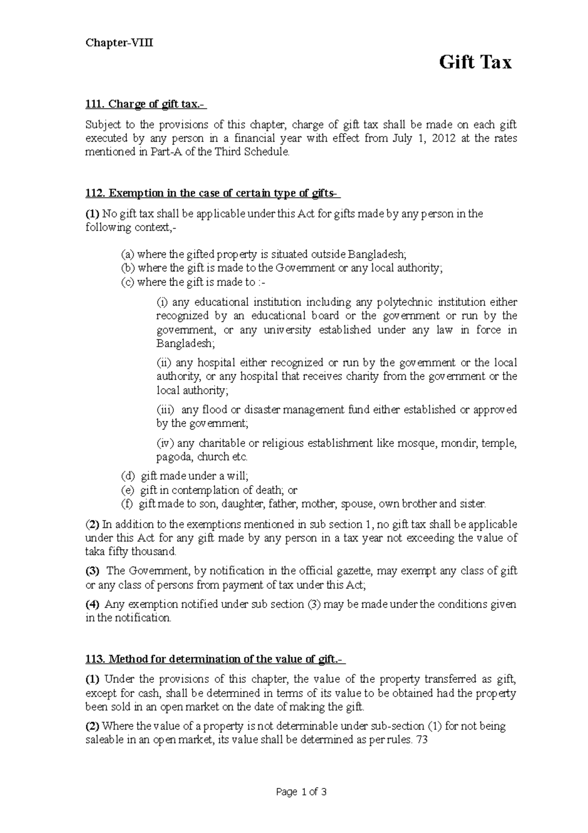 Gift Tax Grade 7 ChapterVIII Gift Tax 111. Charge of gift tax to