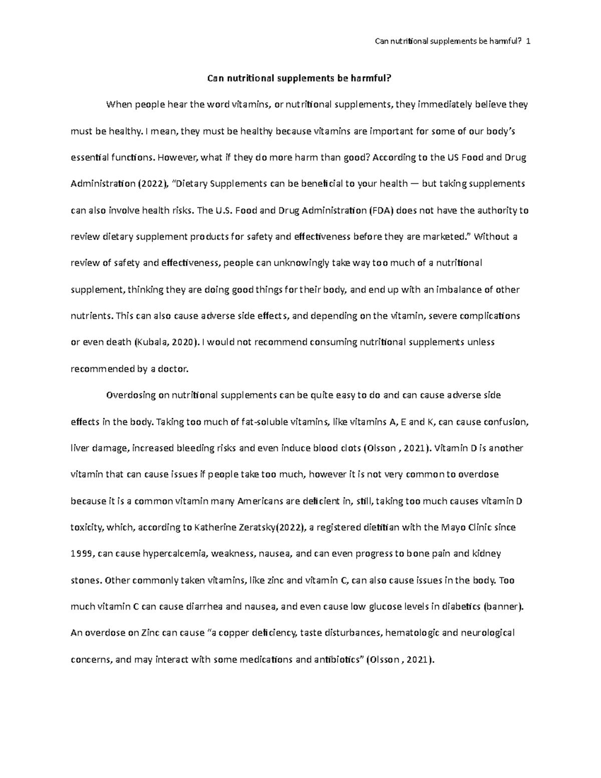 NTR 241 Can nutritional supplements be harmful Can nutritional