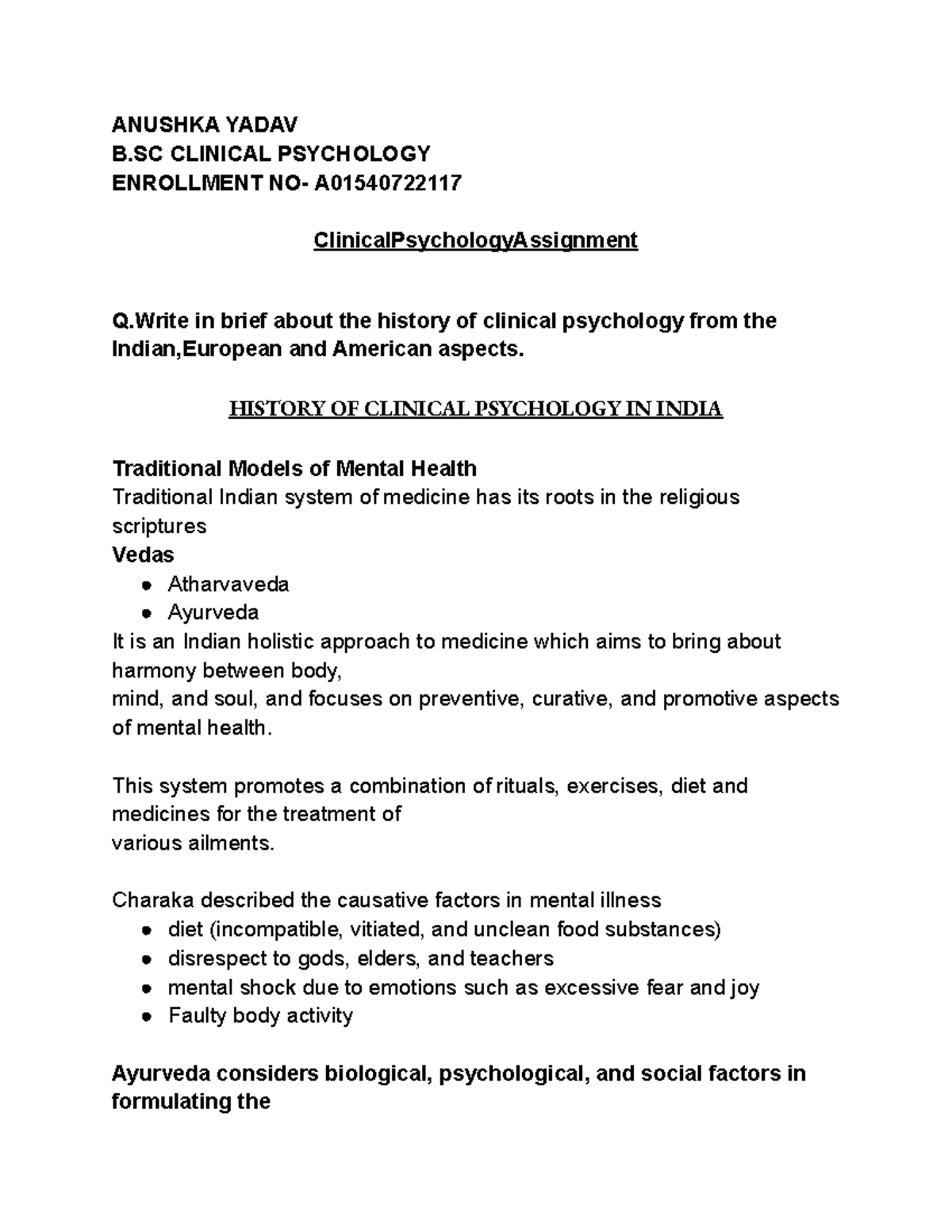 clinical psychology assignment pdf