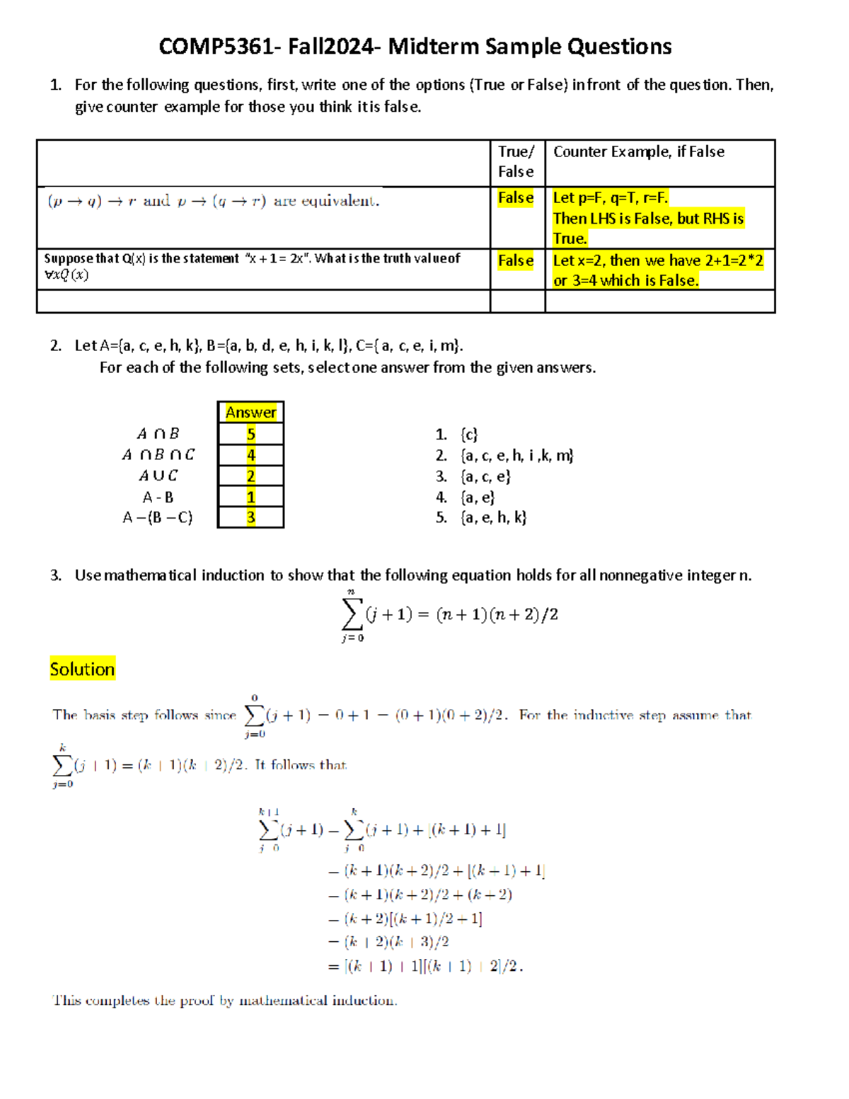 Mid Term Sample Questions - COMP5361- Fall2024- Midterm Sample ...