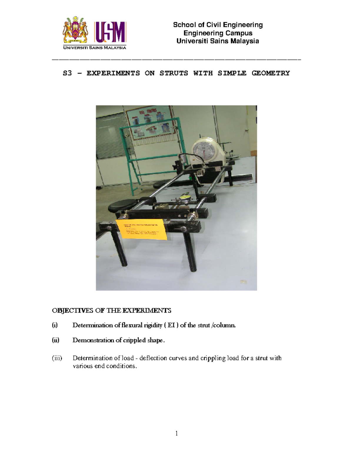 EAA 206 - S3 Experiments on Struts with Simple Geometry (Manual ...