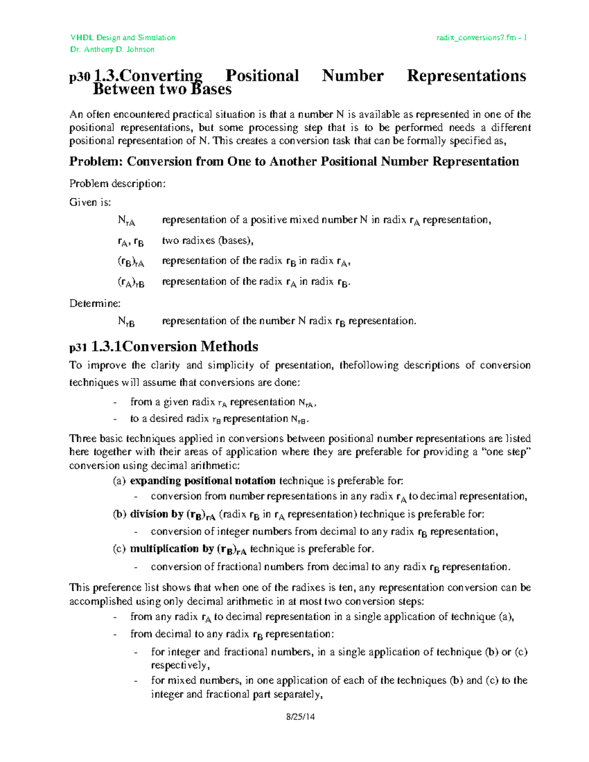 Radix conversions 7 - notes - VHDL Design and Simulation Dr. Anthony D ...