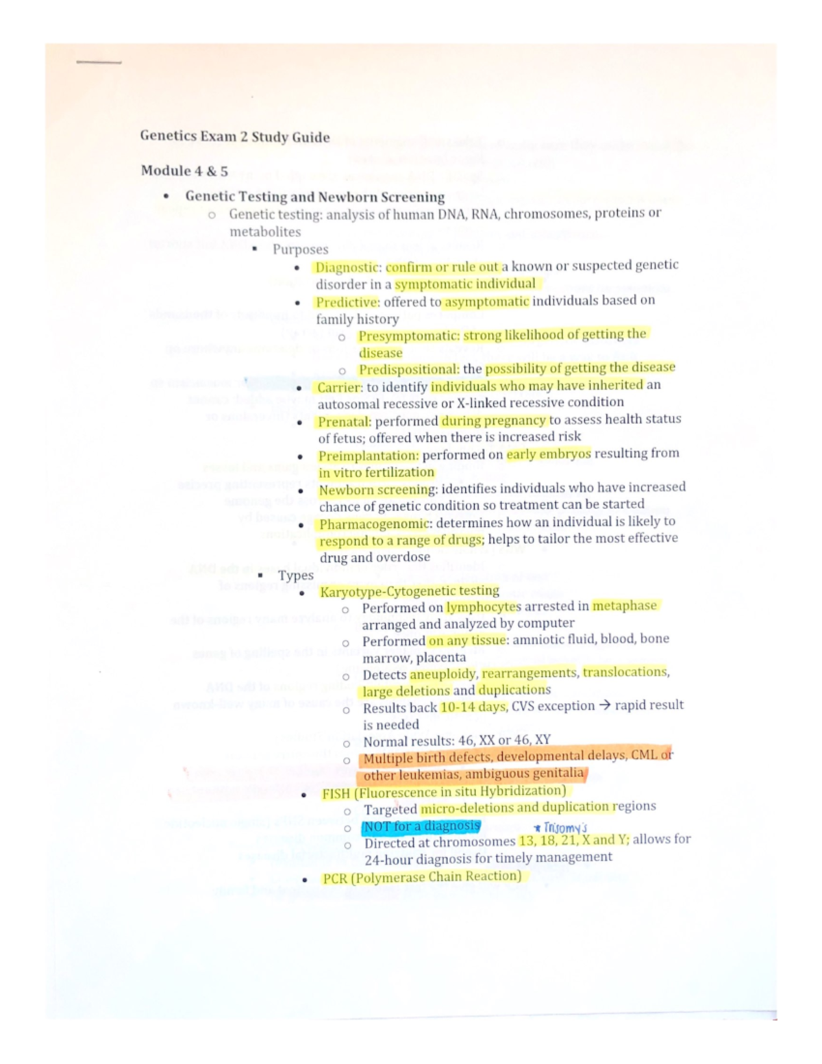 Genetics Exam 2 Study Guide - UPNS 339W - Studocu