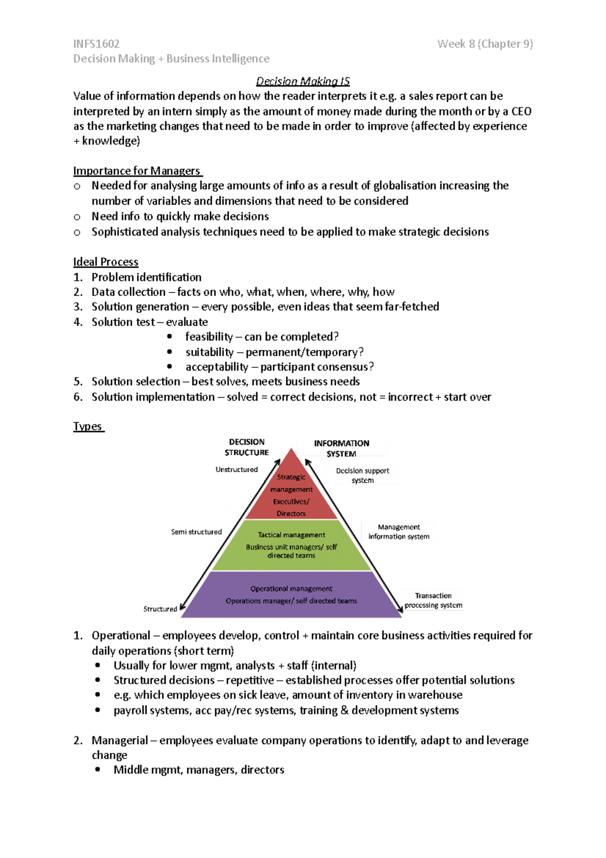 Chapter 9 - Decision Making And Business Intelligence - Decision Making ...