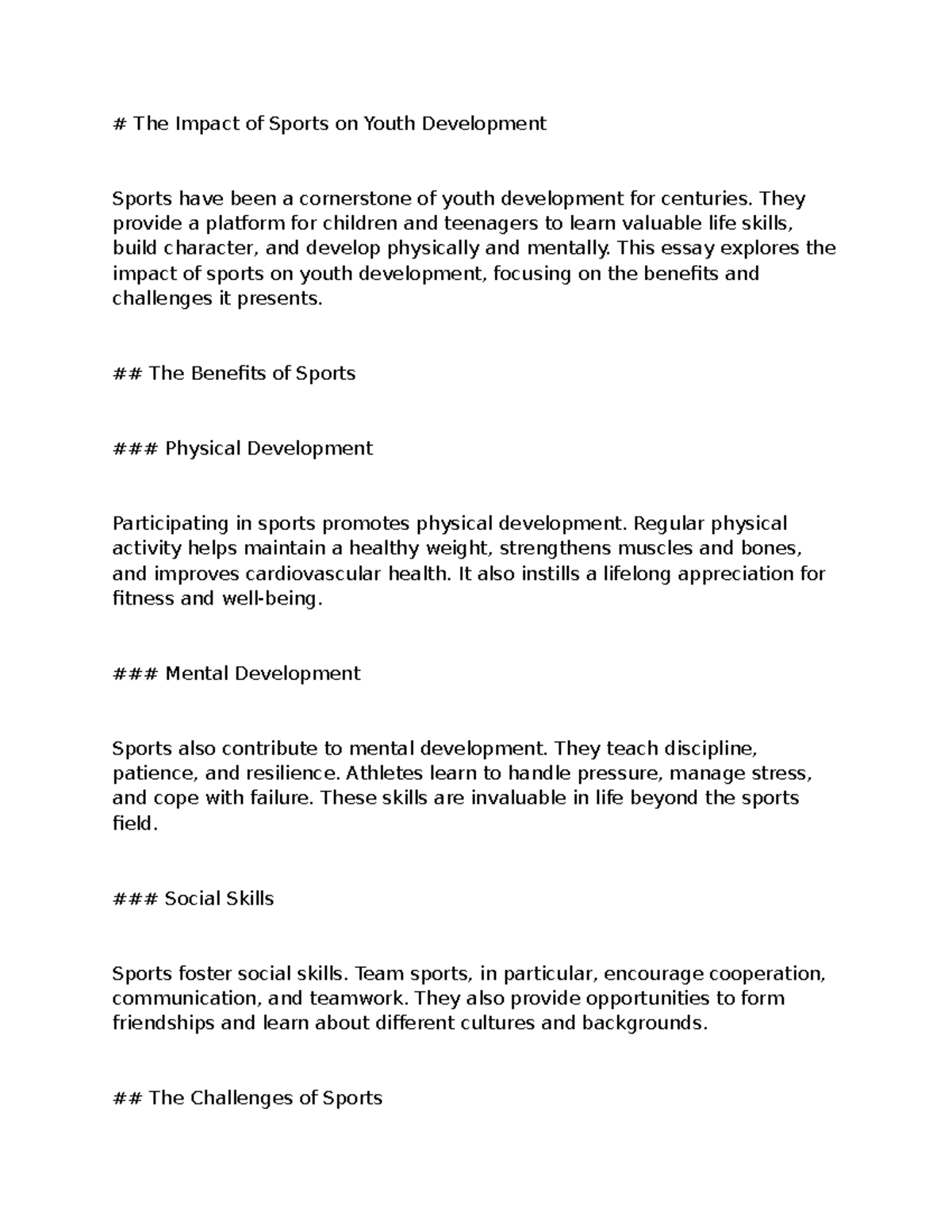 The Impact of Sports on Youth Development - They provide a platform for ...