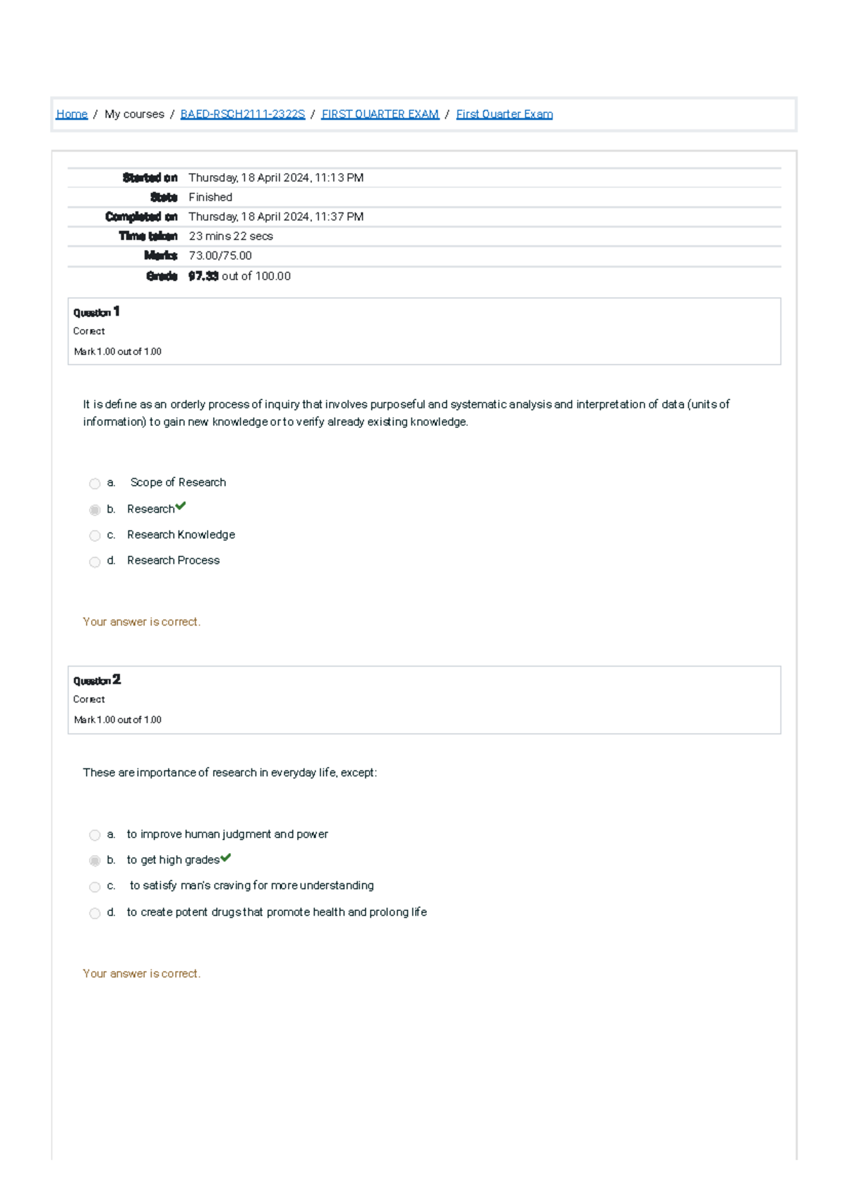 RSCH2111 1ST EXAM - Practical Research 1 For Grade 11 Ama University ...