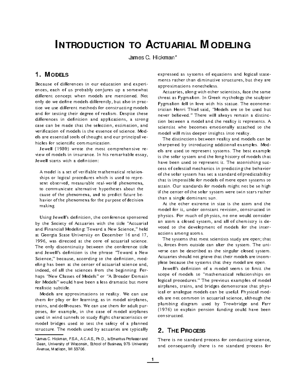Introduction to actuarial modelling - 1 INTRODUCTION TO ACTUARIAL M ...