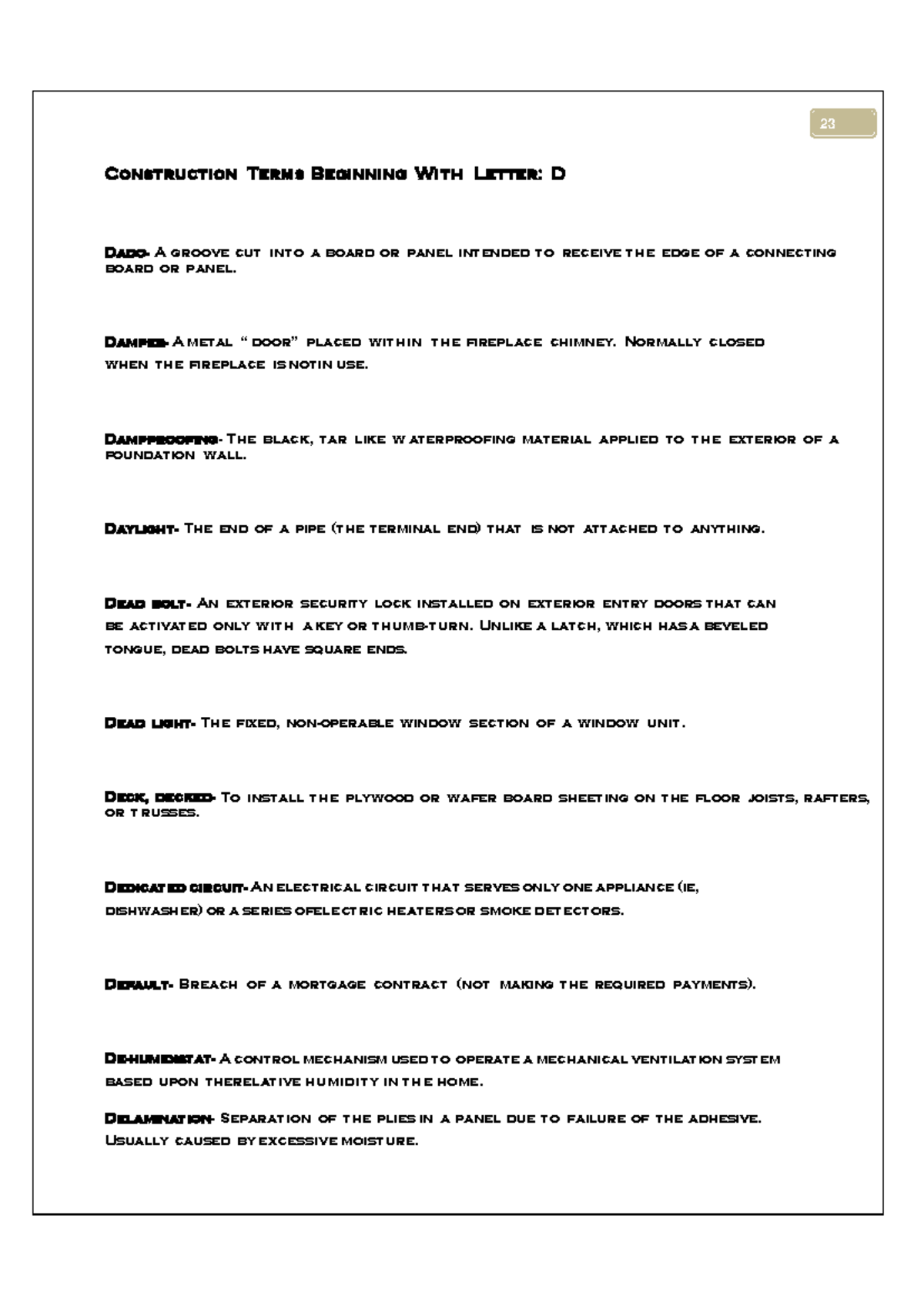AZ Construction Terminologies Part 2 Construction Terms Beginning