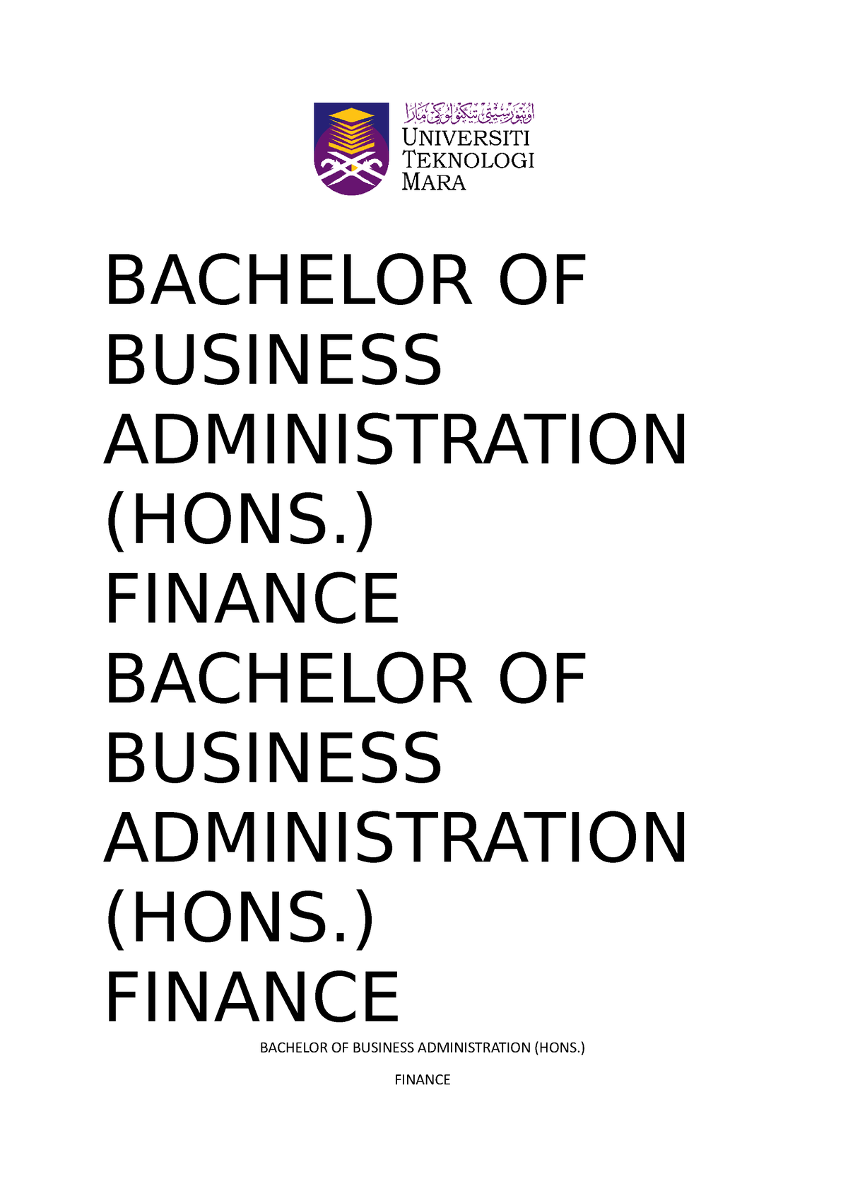 Bachelor OF Business Administration - BACHELOR OF BUSINESS ...