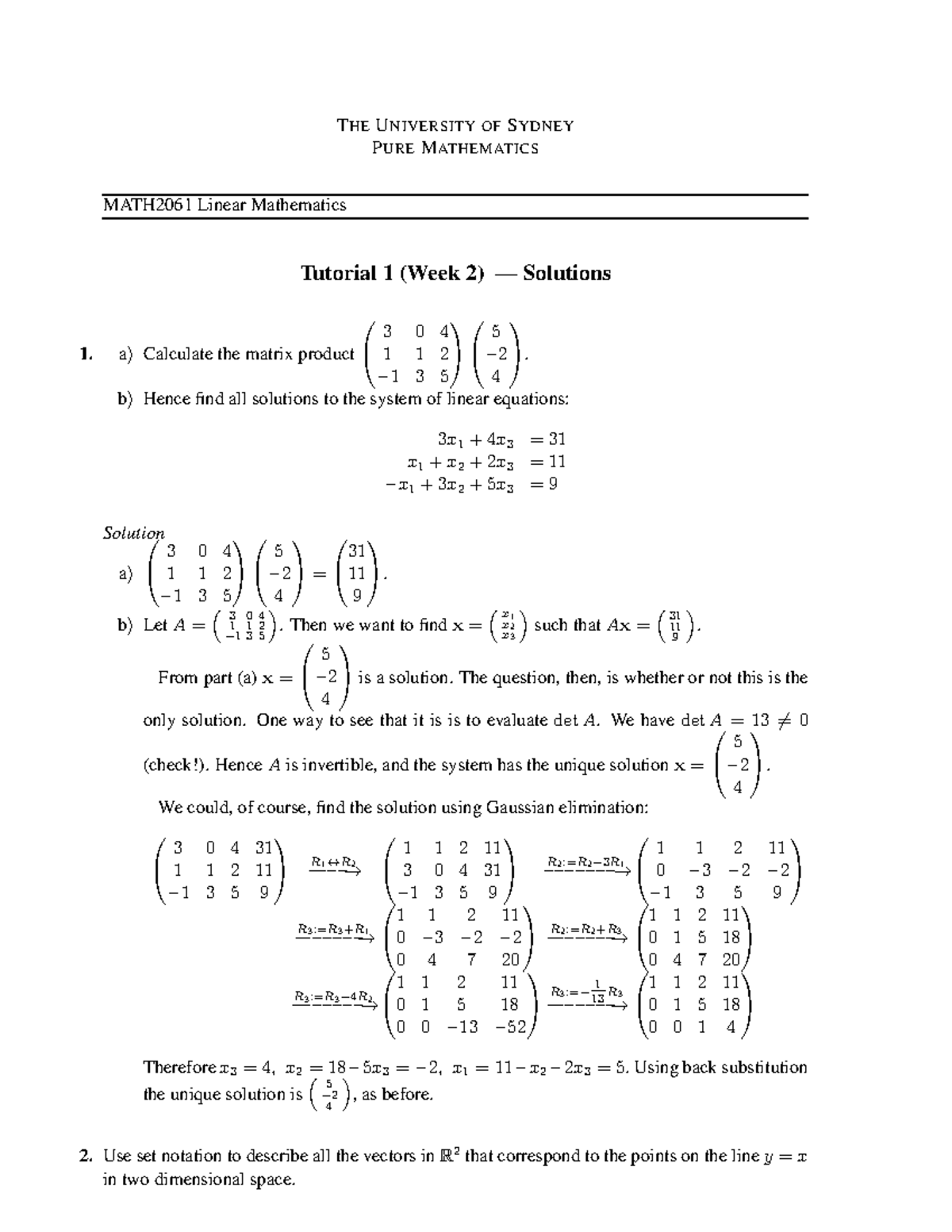 Tut01s - Tutorial Material - THE UNIVERSITY OF SYDNEY PURE MATHEMATICS ...