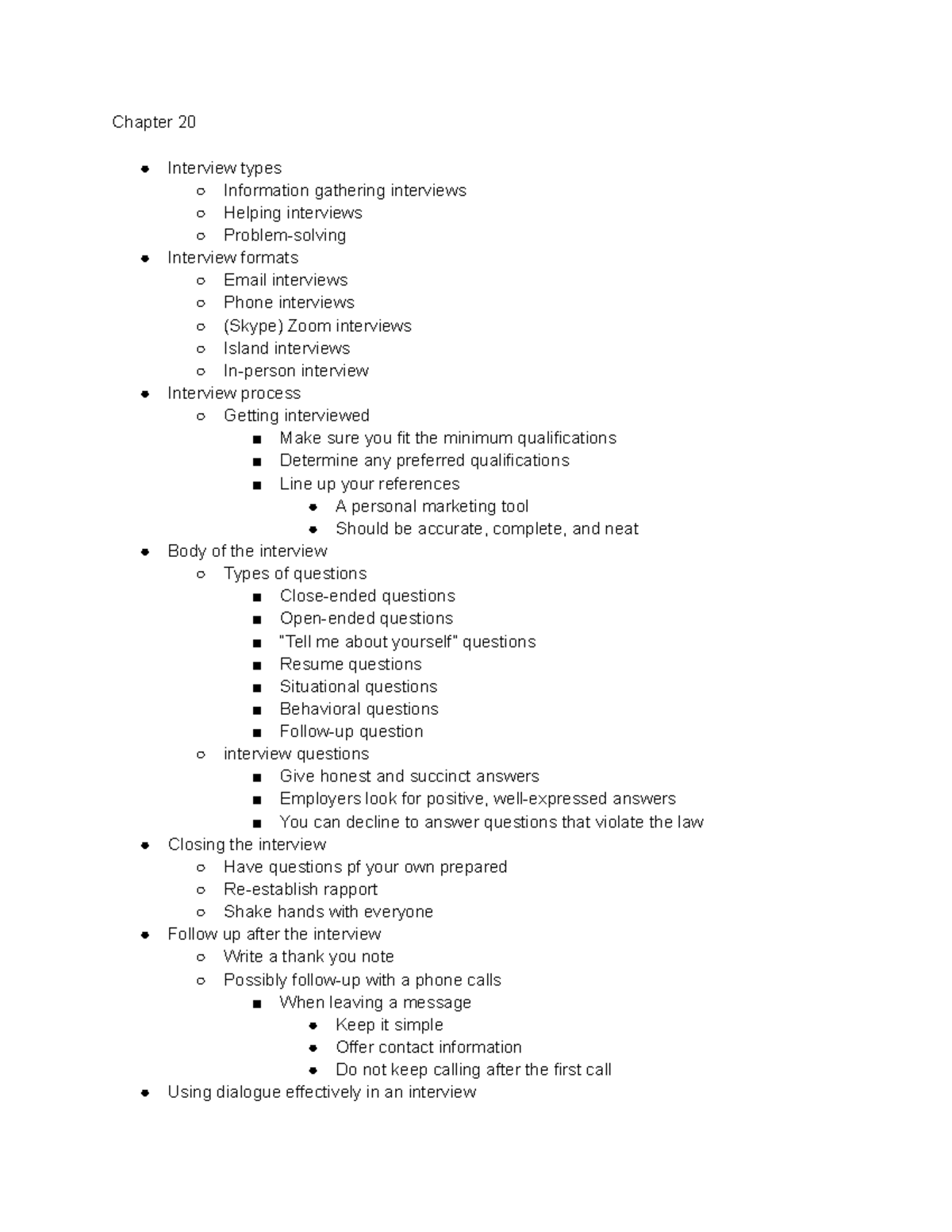 COMM Notes Chapter 20 - Marianne Glaser Class for COMM 1500 - Chapter ...